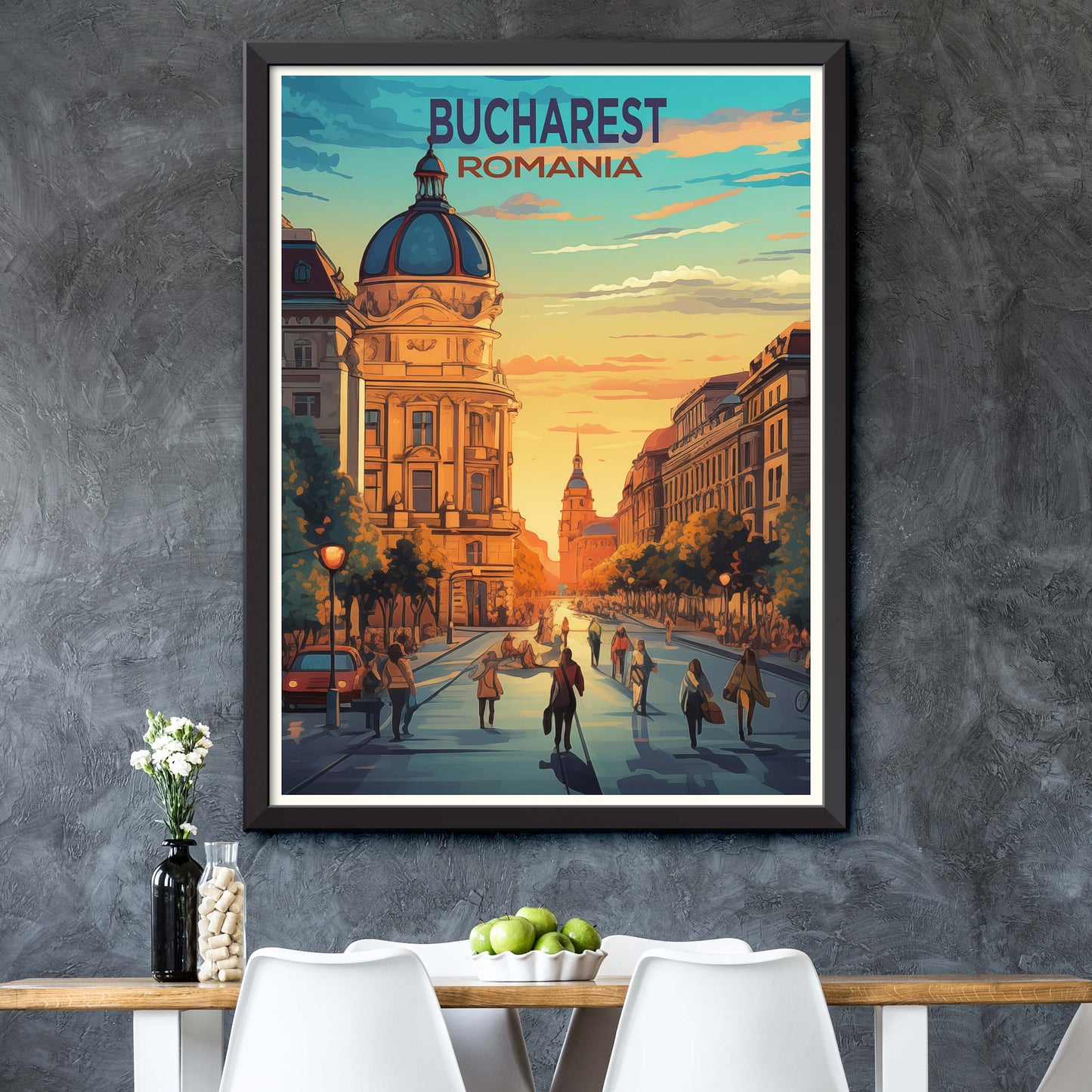 Bucharest Romania Illustration Print