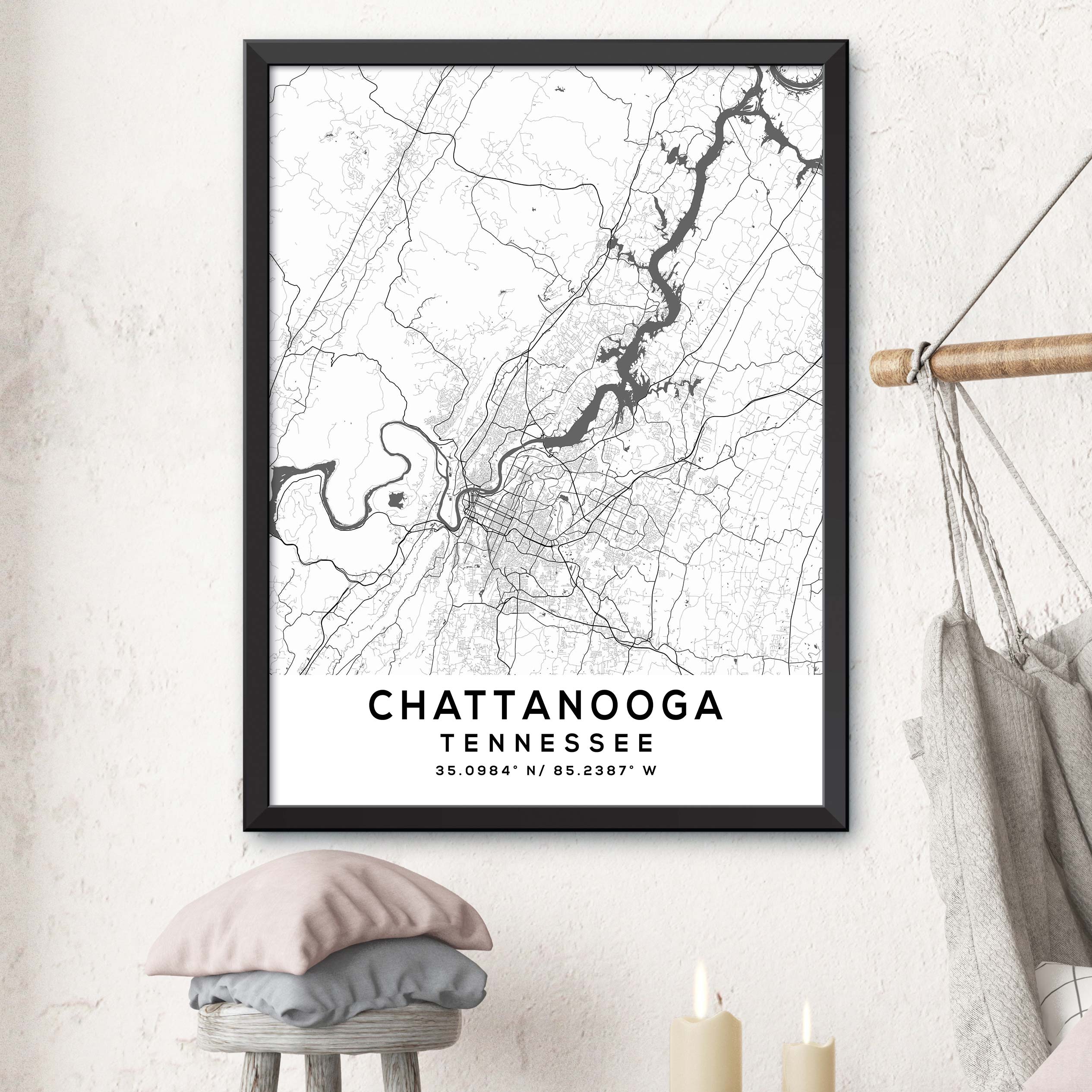 Chattanooga Tennessee Map Print Dormfuly