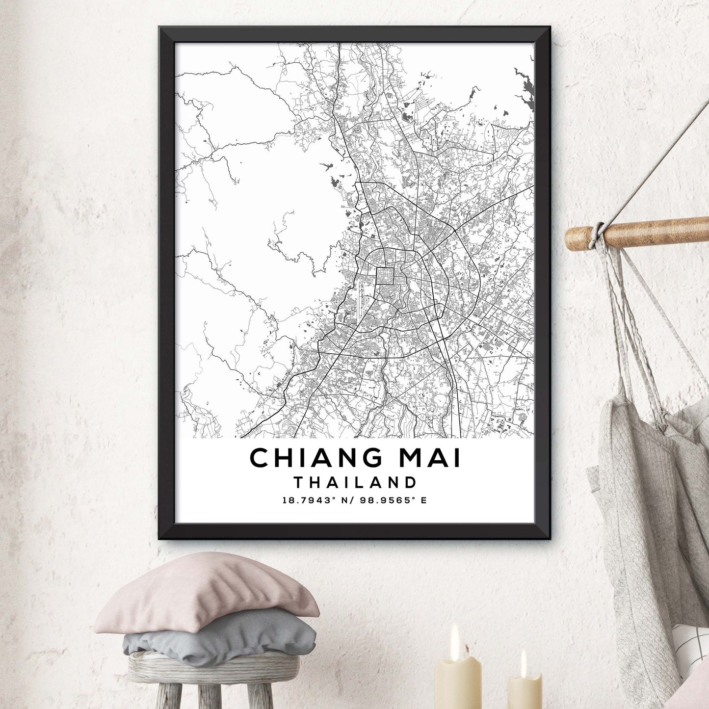 Chiang-Mai,Thailand Map Print