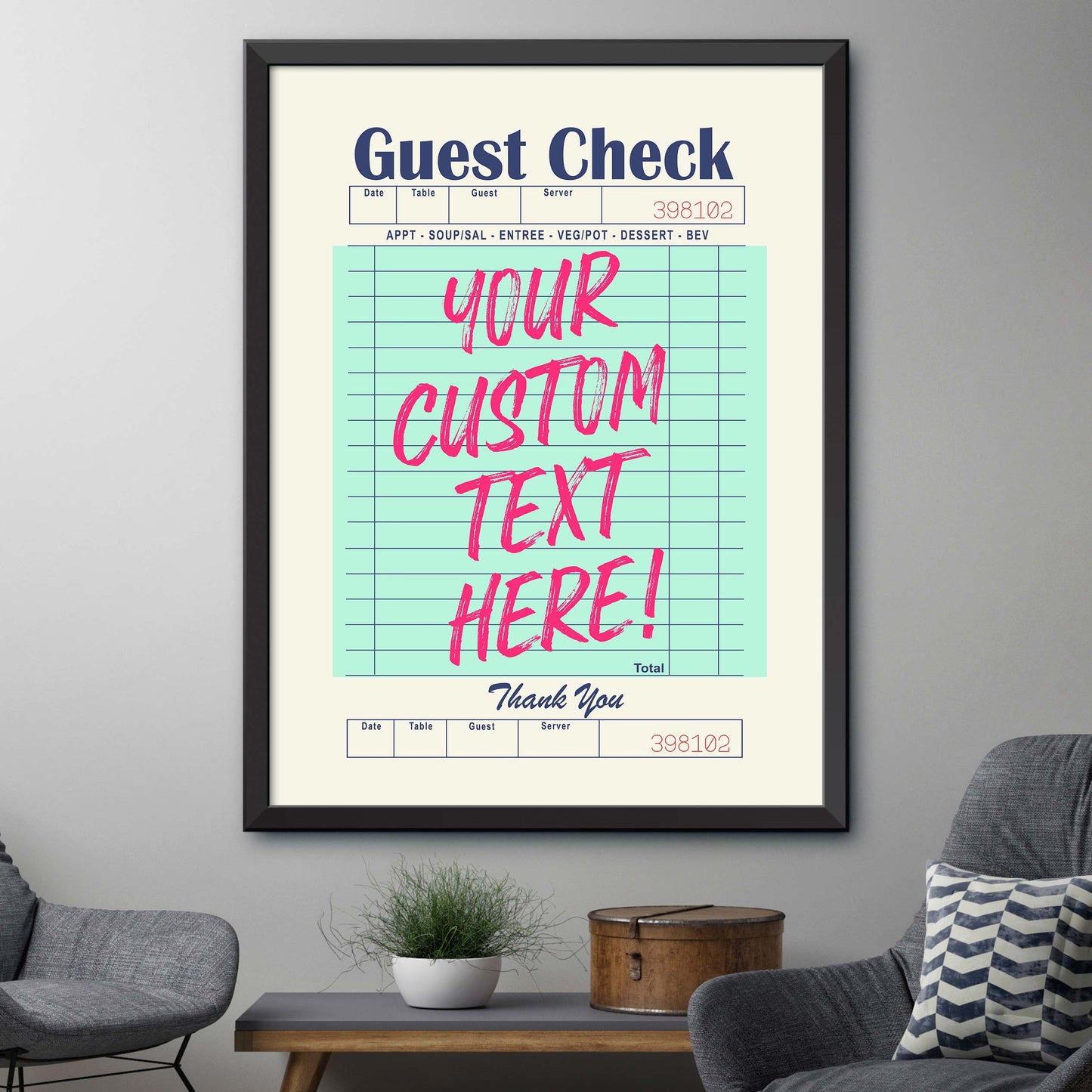 Customizable Guest Check Poster - Green