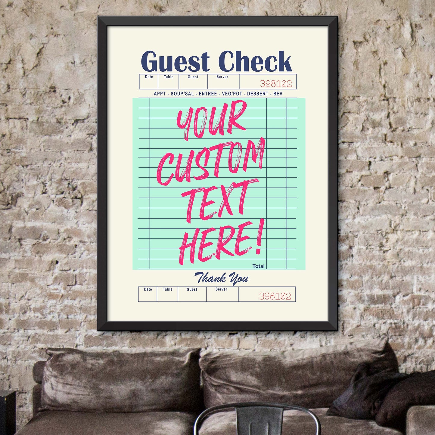 Customizable Guest Check Poster - Green