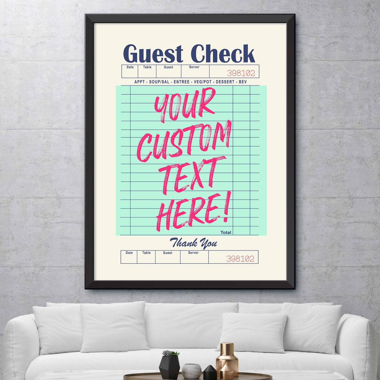 Customizable Guest Check Poster - Green