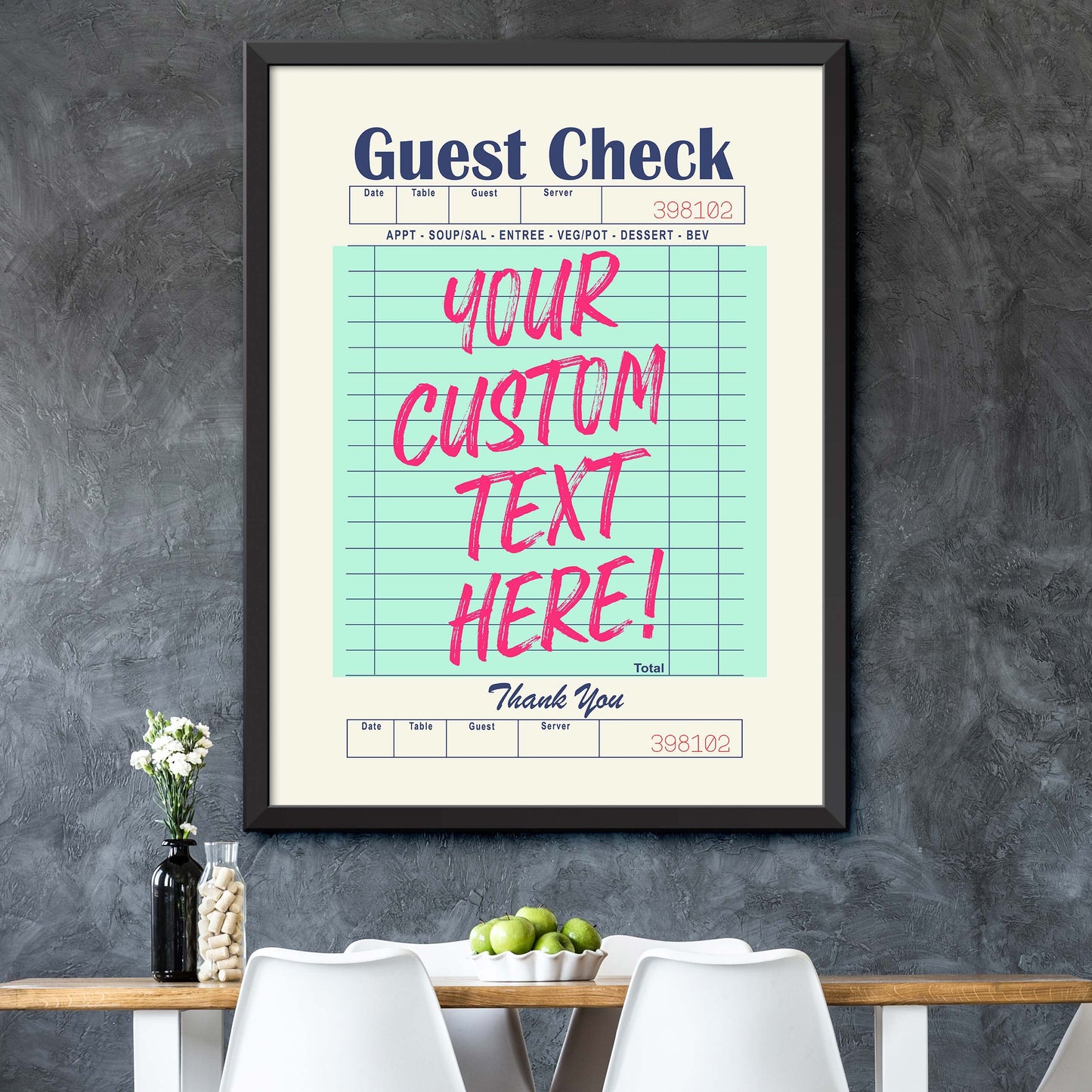 Customizable Guest Check Poster - Green