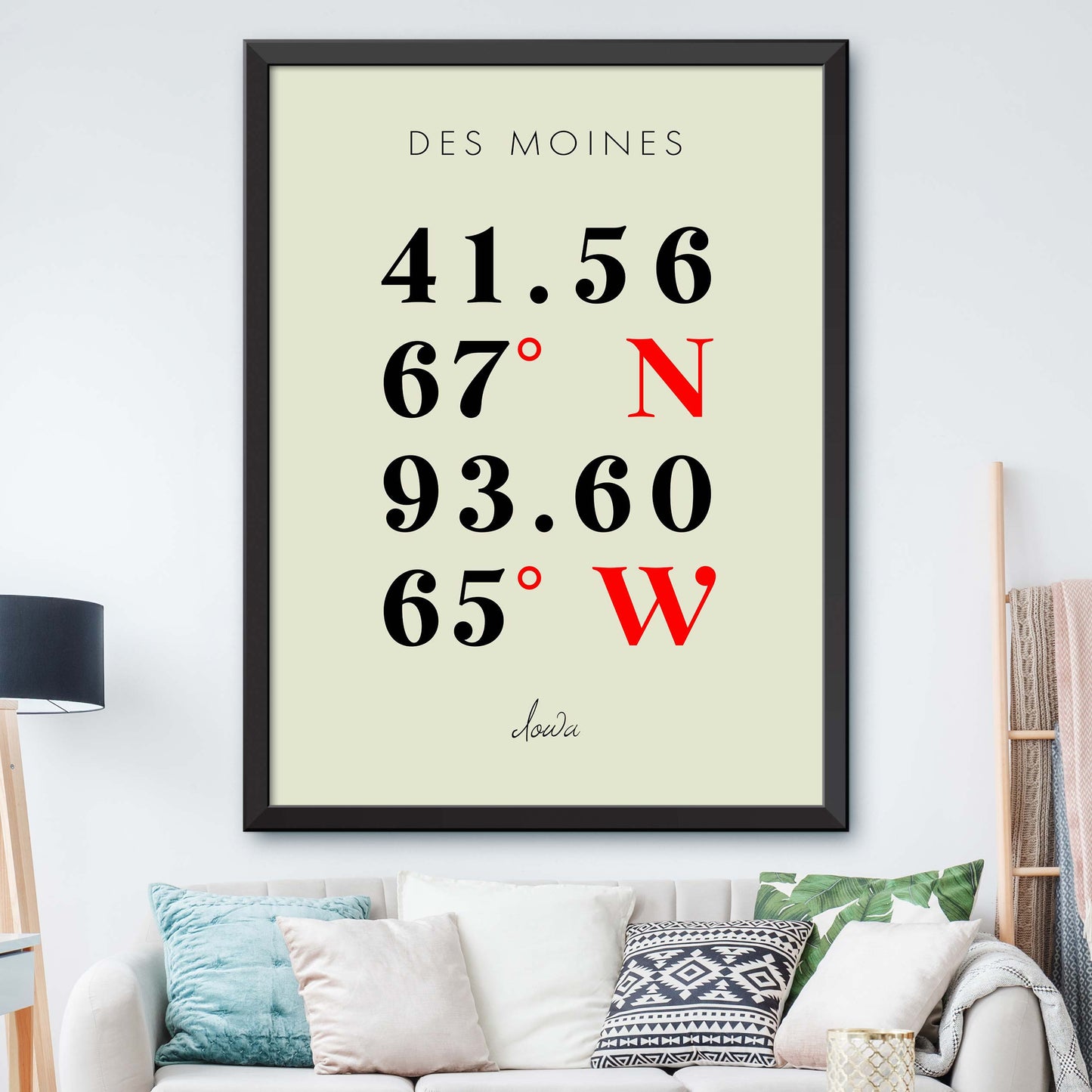 Des Moines, Iowa Coordinate Map