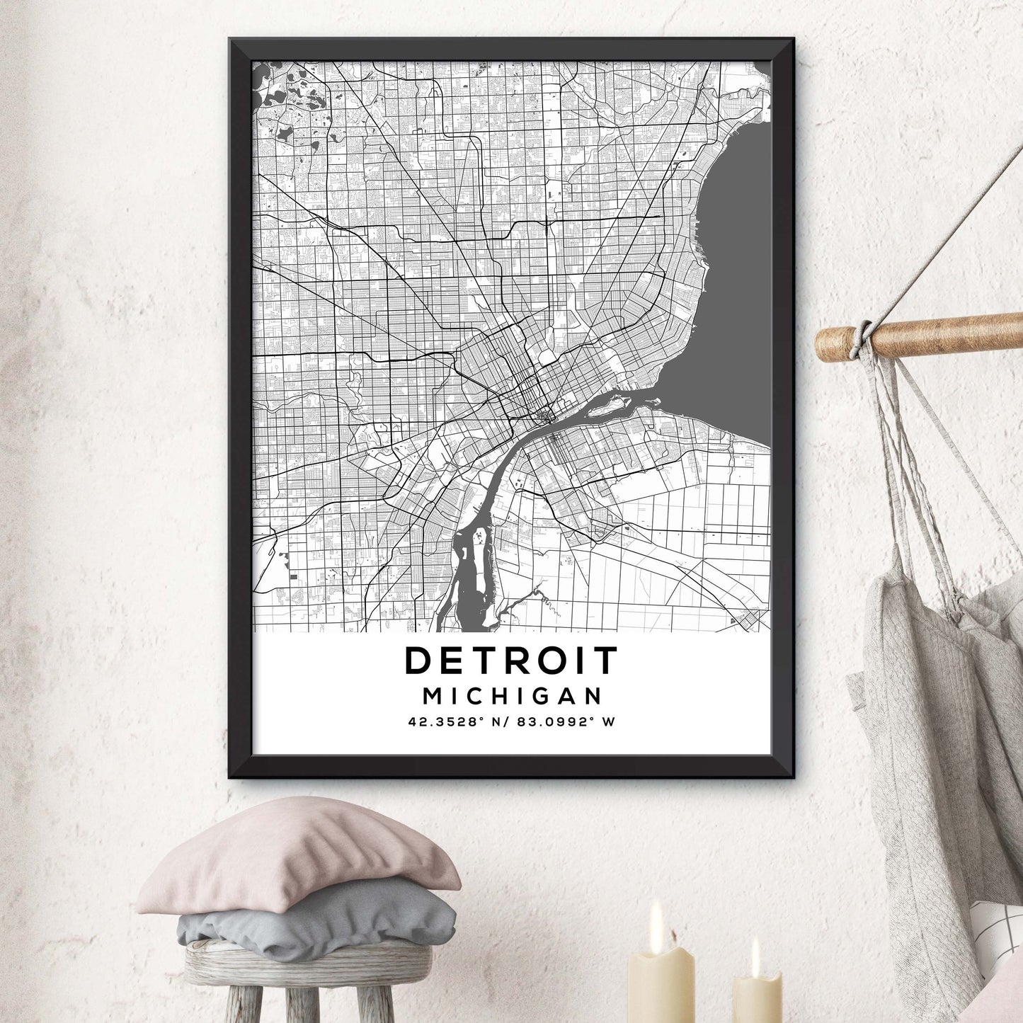Detroit, Michigan Map Print