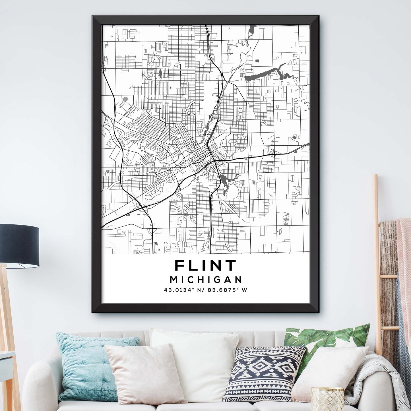Flint,Michigan Map Print