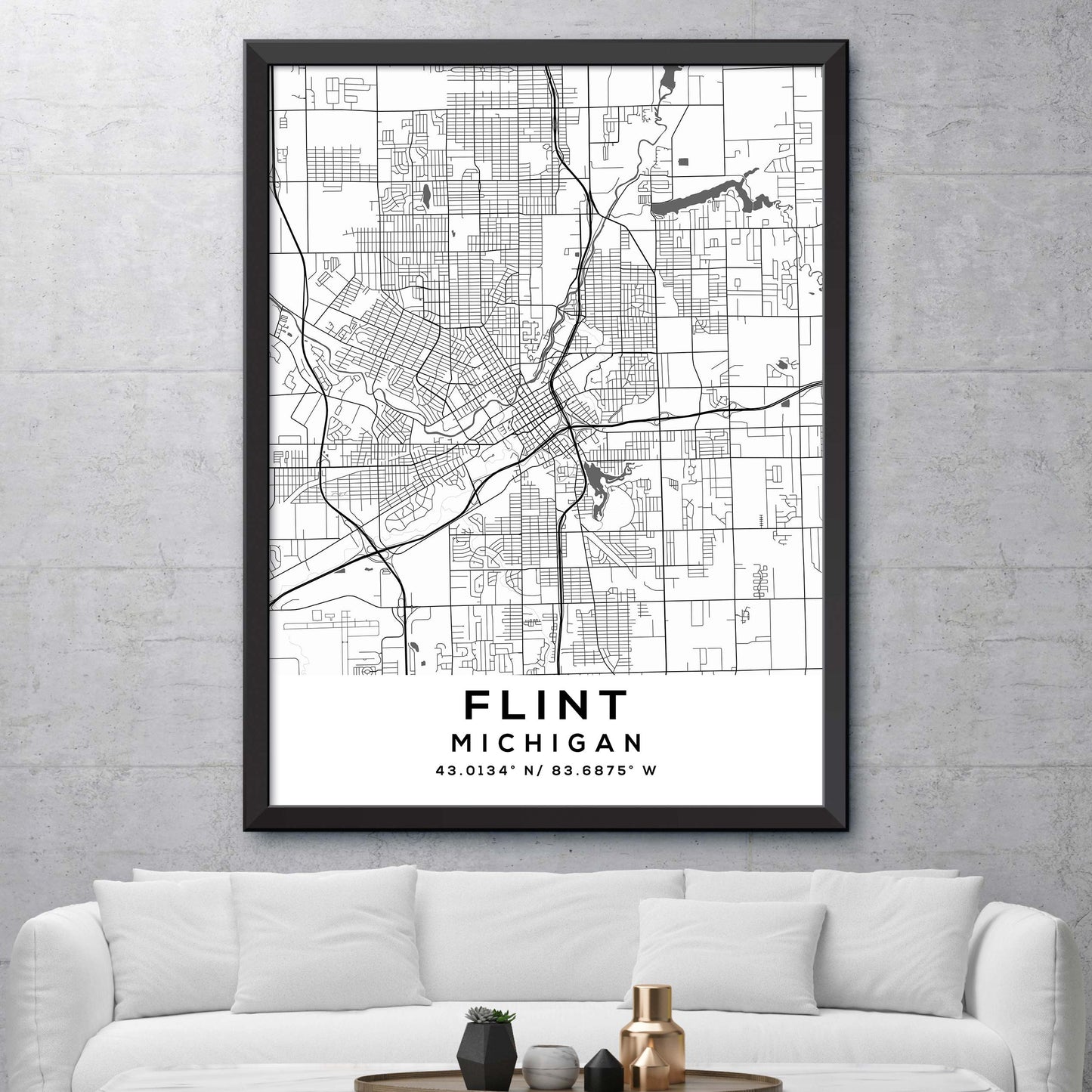 Flint,Michigan Map Print