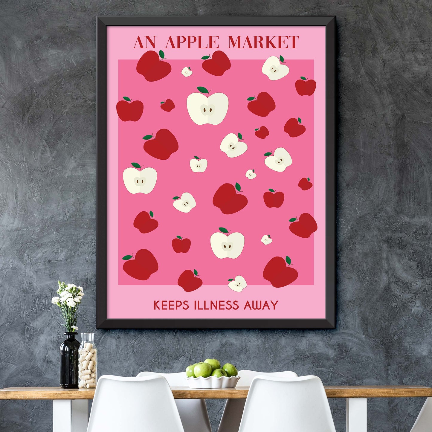 An Apple Market keeps Illness Away Poster
