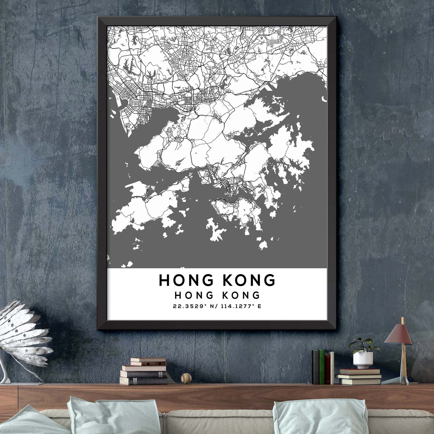 Hong-Kong,Hong-Kong Map Print
