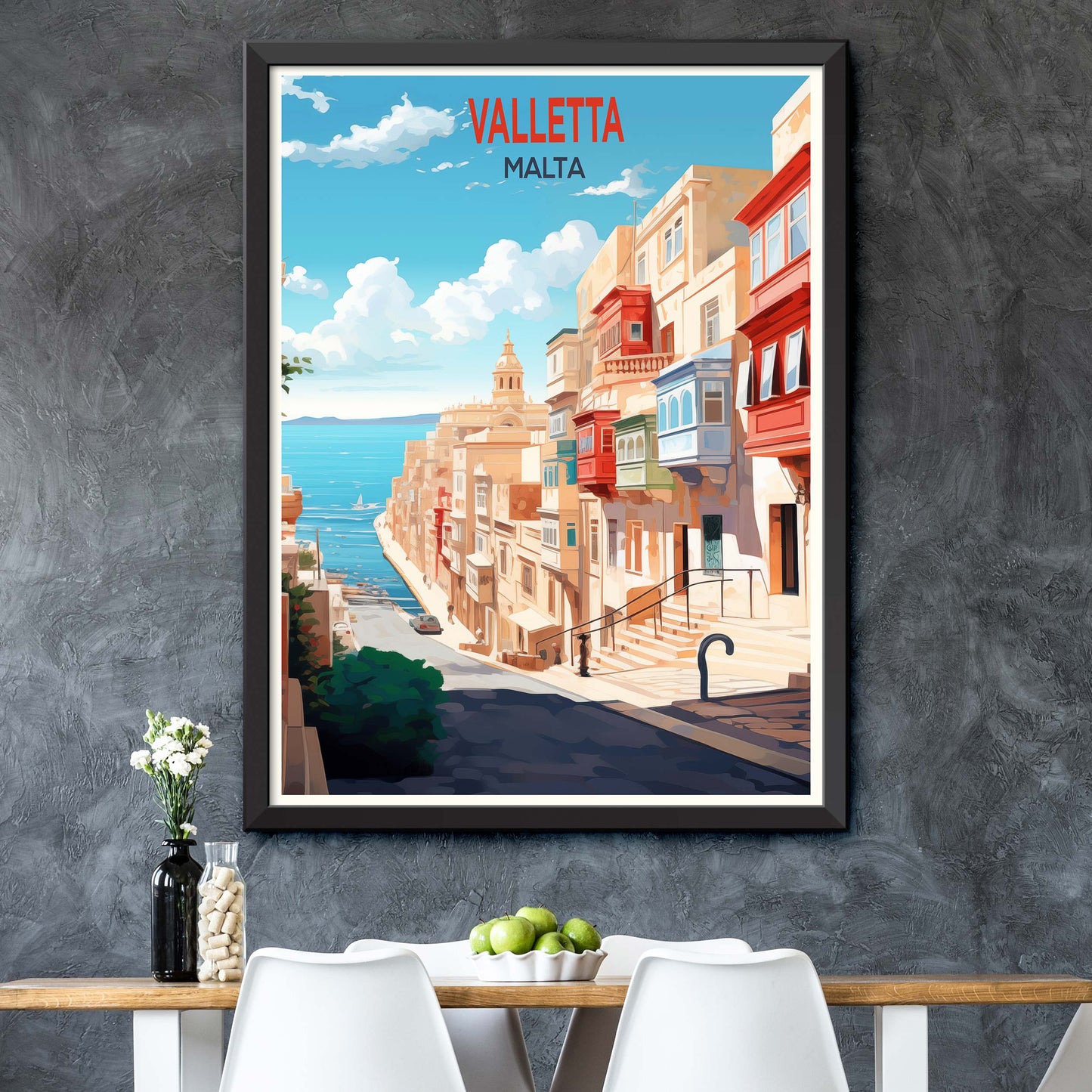 Valletta Travel Poster, Malta Poster, Valletta Poster