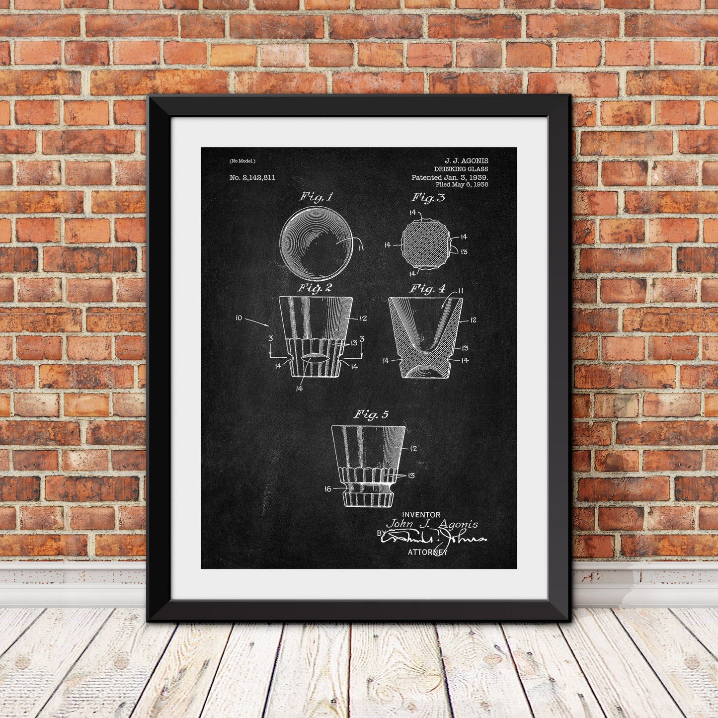 Drinking Glass Patent Patent Print