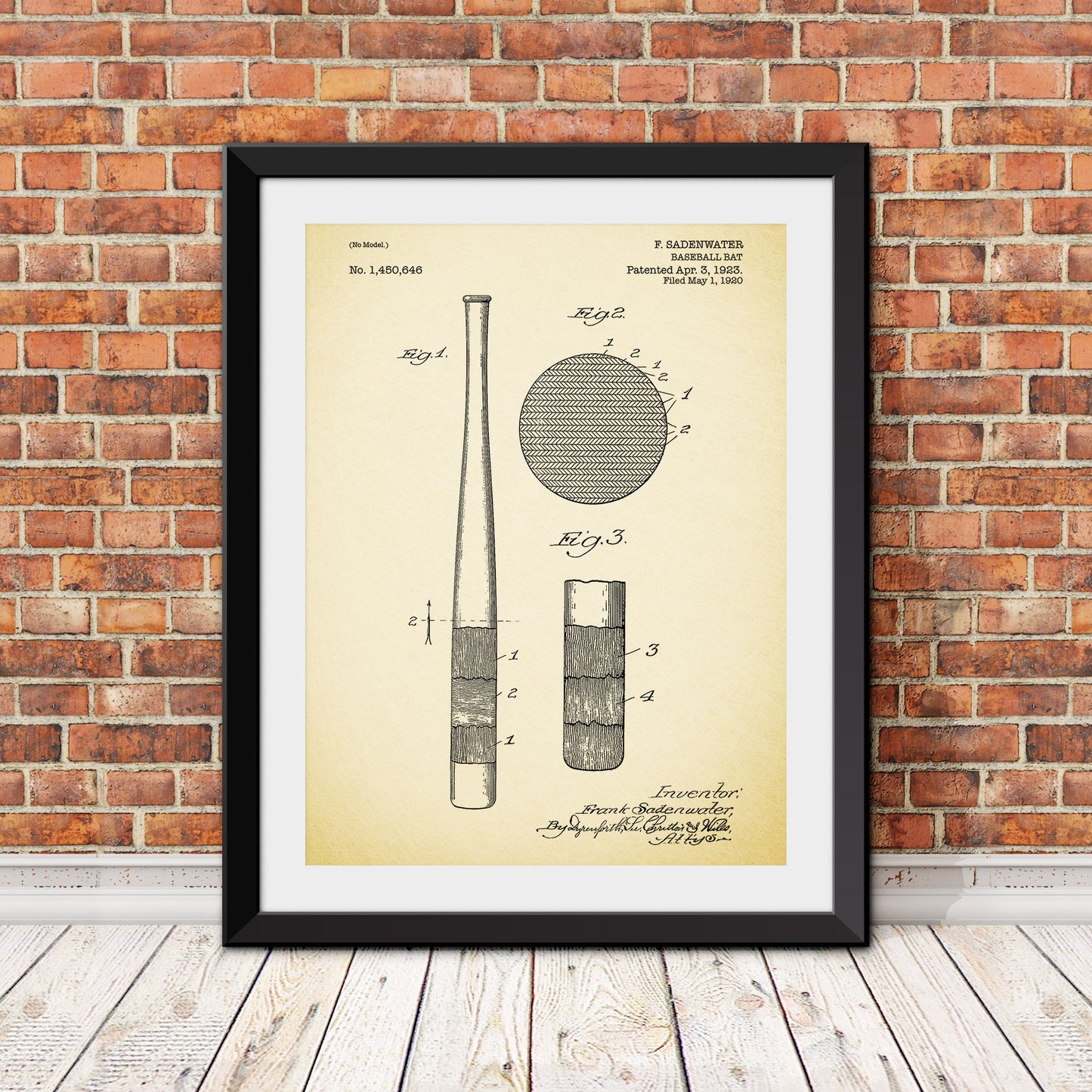 Baseball Bat Patent Print (Version 2)