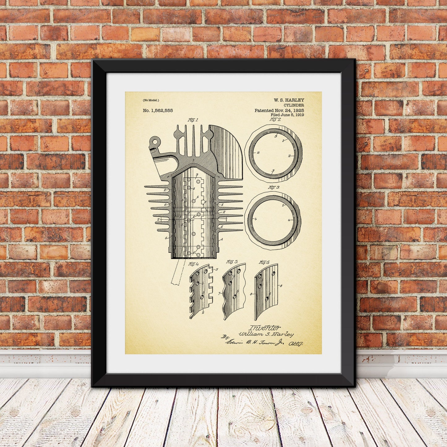 Harley Davidson Cylinder Patent Patent Print