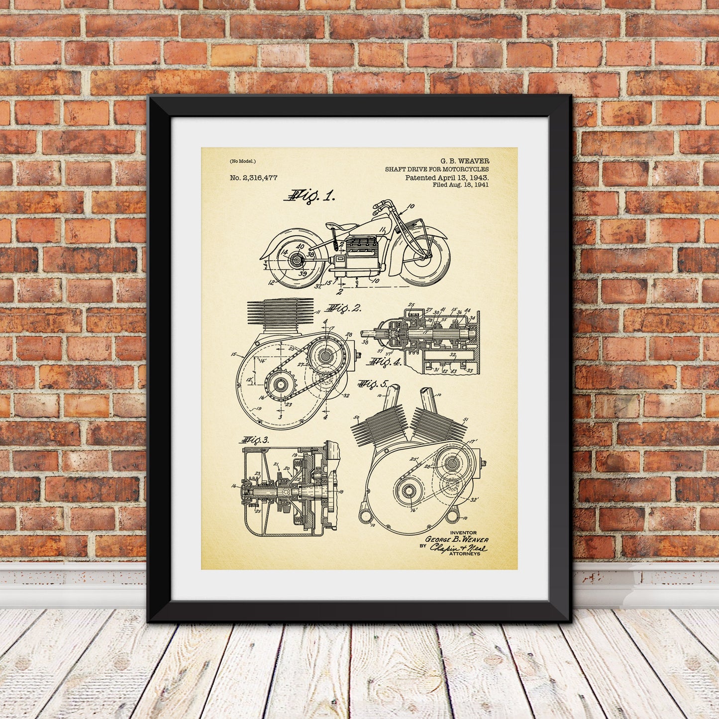 Motorcycle Drive Shaft Patent Print