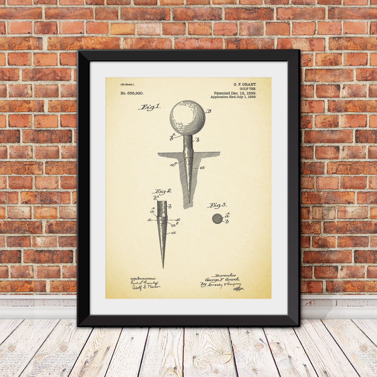 Golf Tee Patent Patent Print