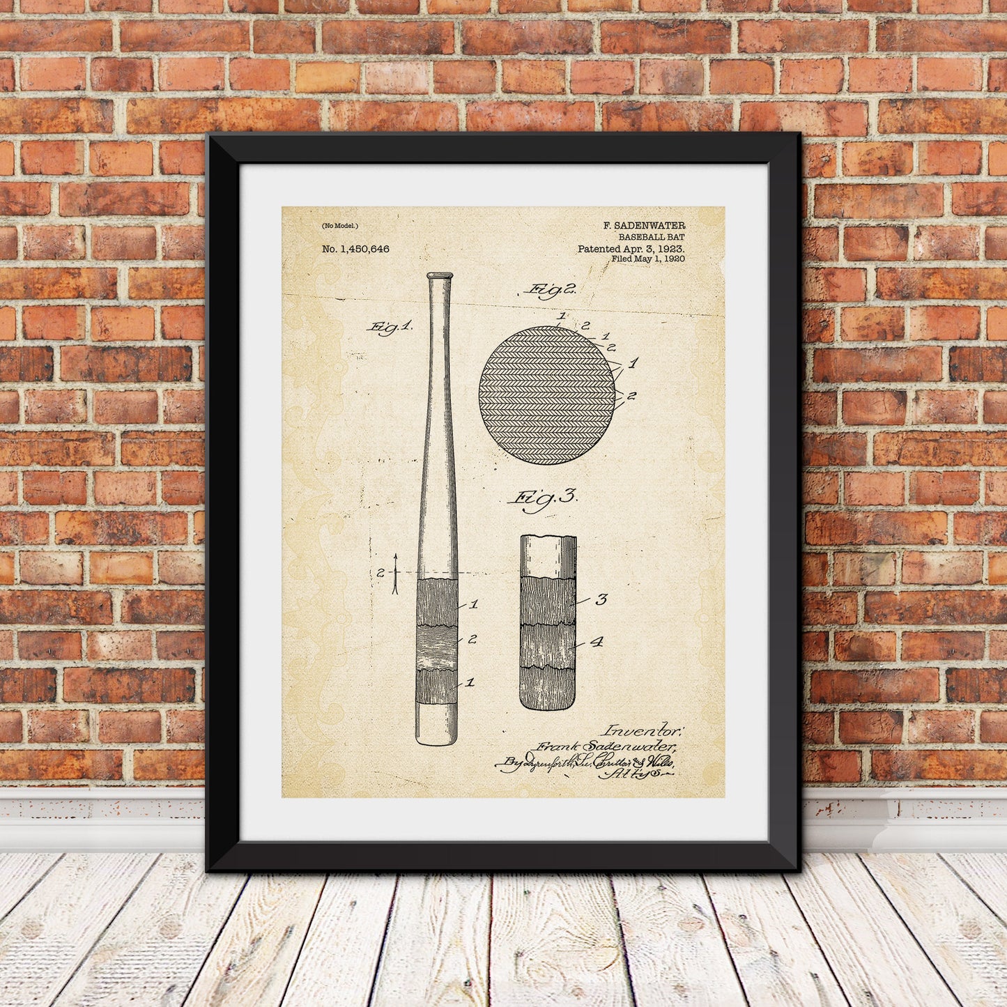 Baseball Bat Patent Print (Version 2)