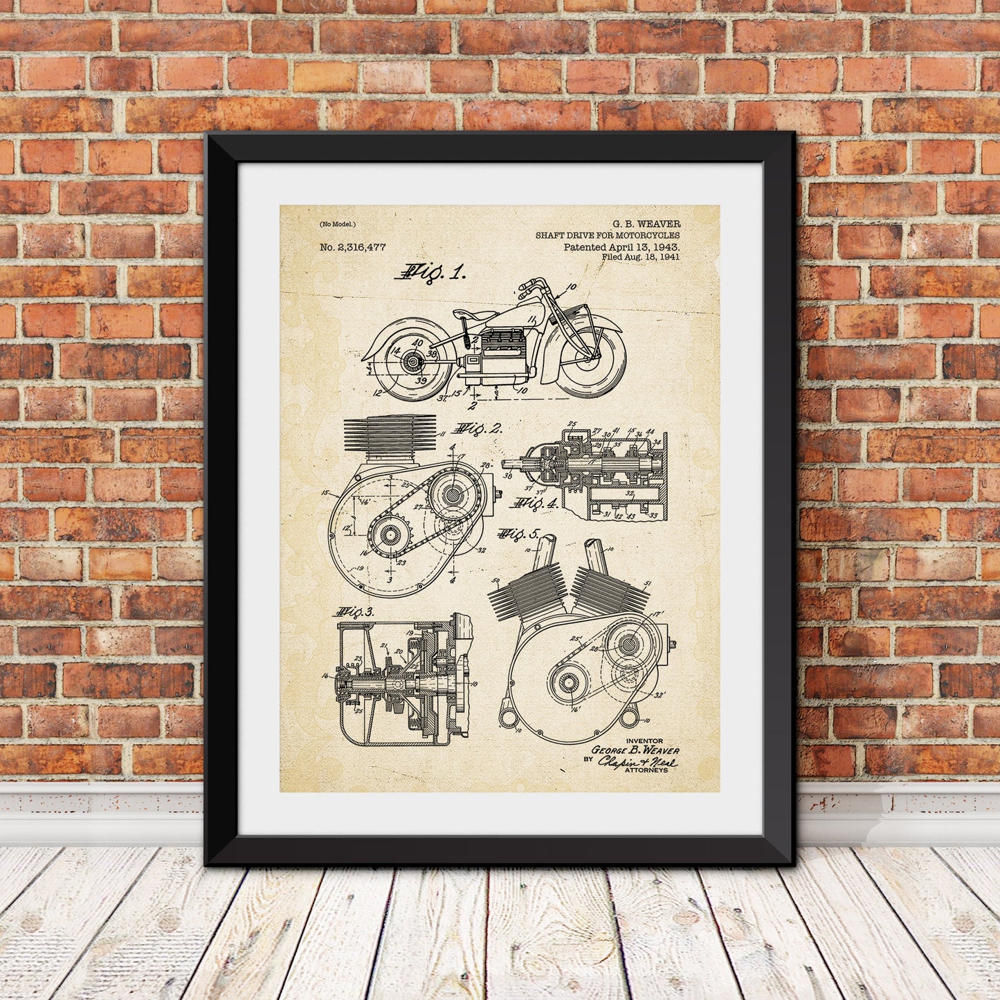 Motorcycle Drive Shaft Patent Print