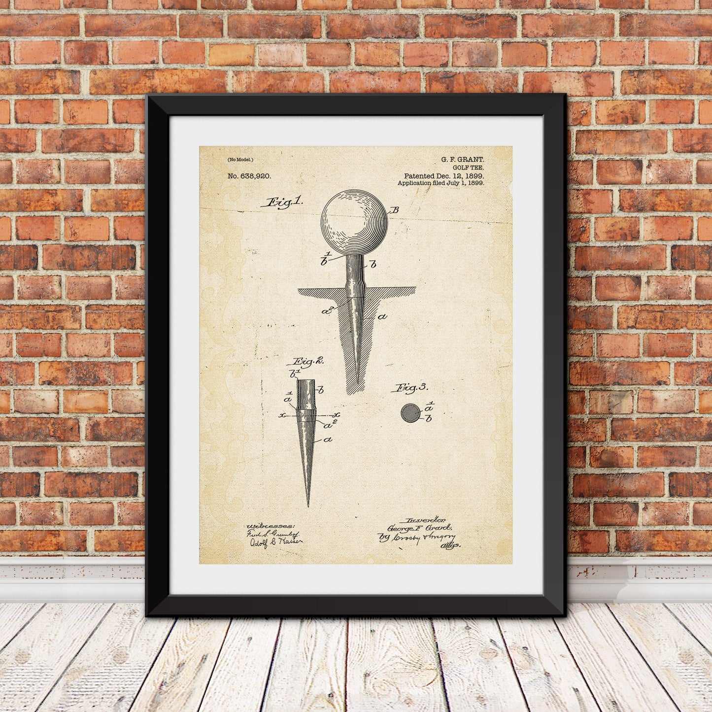 Golf Tee Patent Patent Print