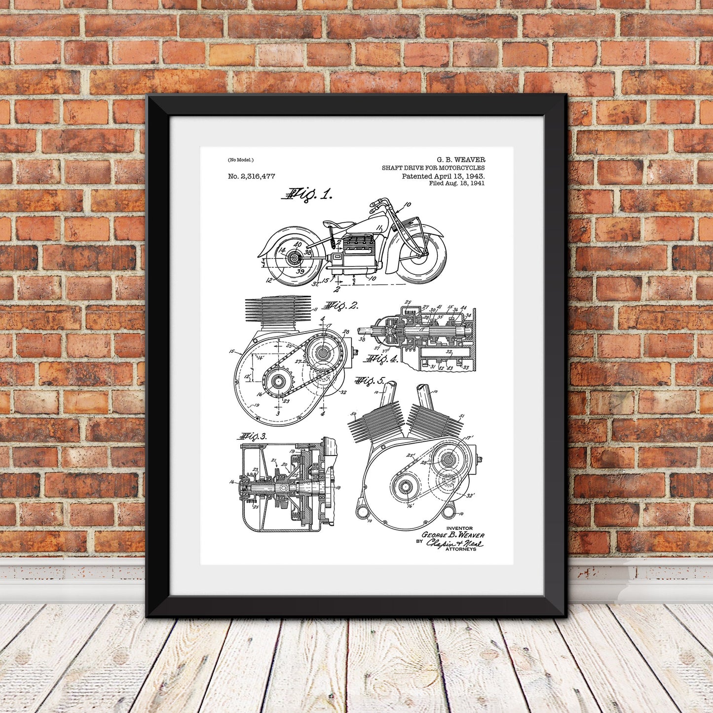 Motorcycle Drive Shaft Patent Print