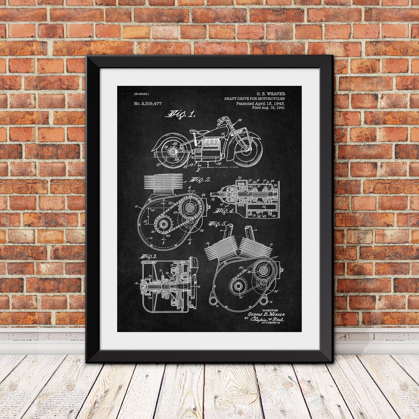 Motorcycle Drive Shaft Patent Print