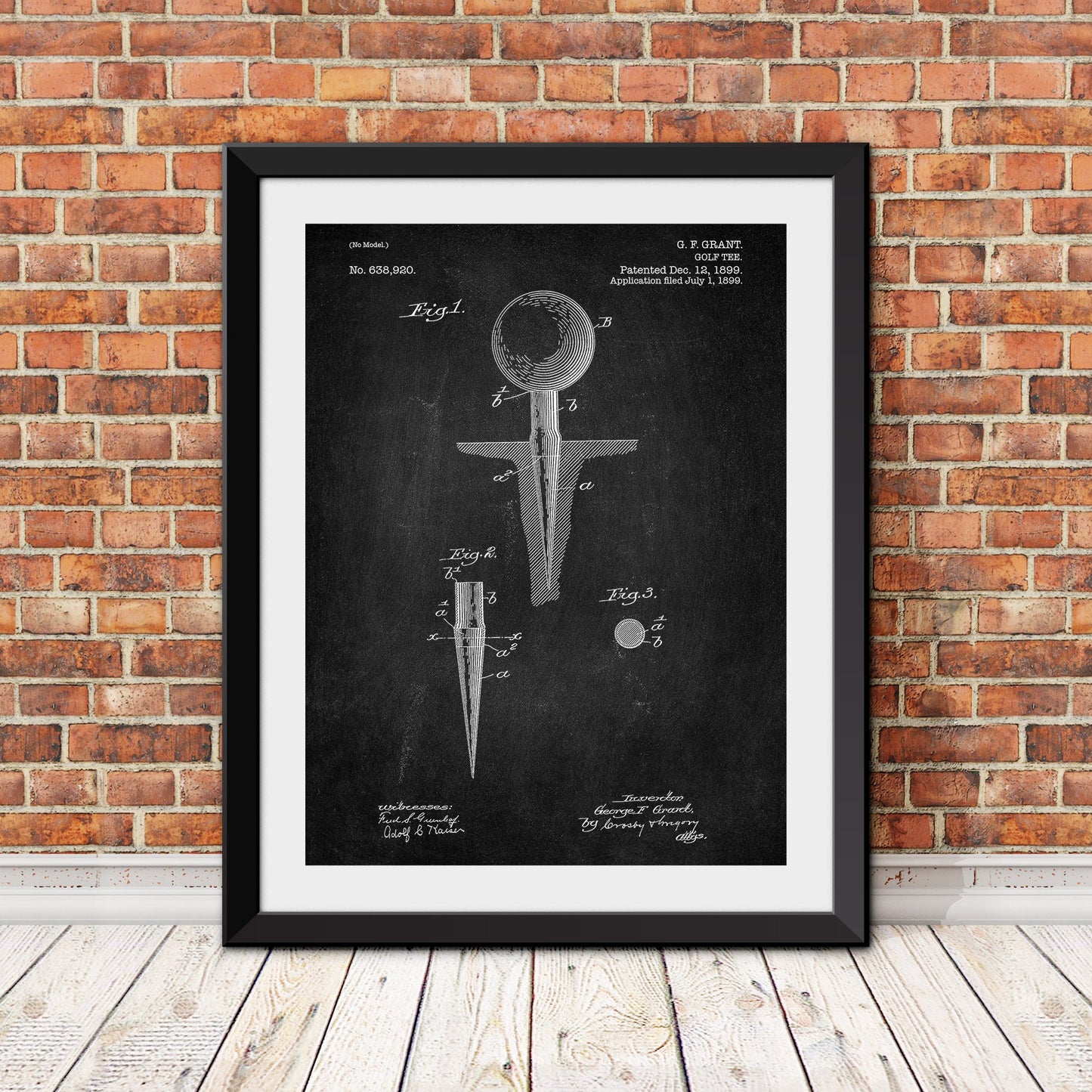 Golf Tee Patent Patent Print