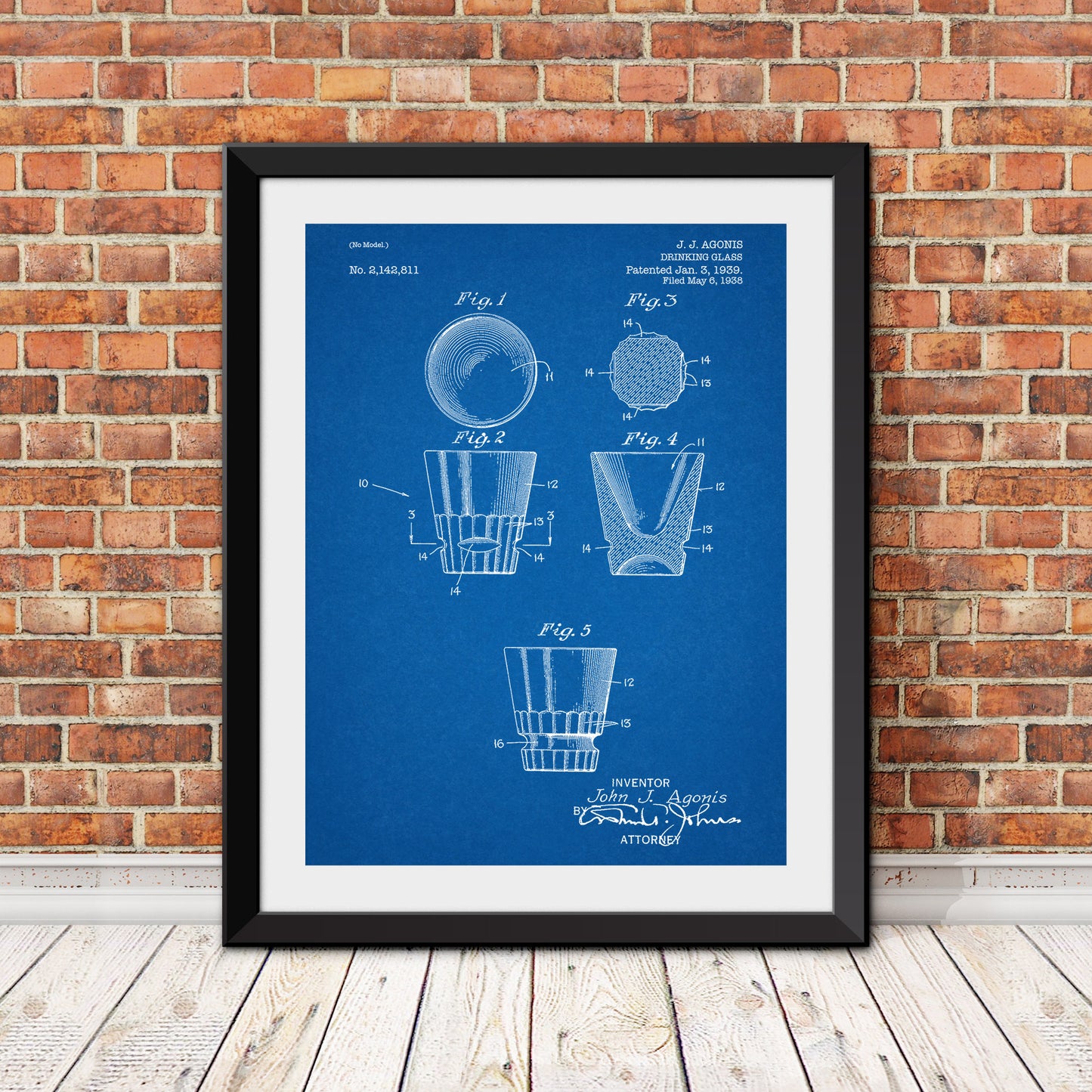 Drinking Glass Patent Patent Print