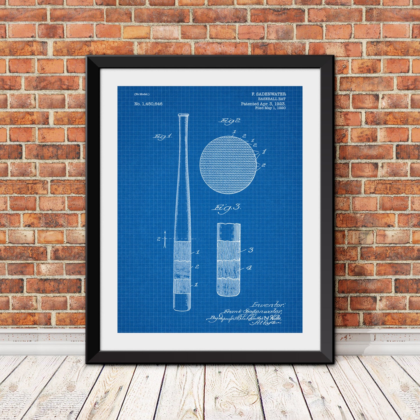 Baseball Bat Patent Print (Version 2)