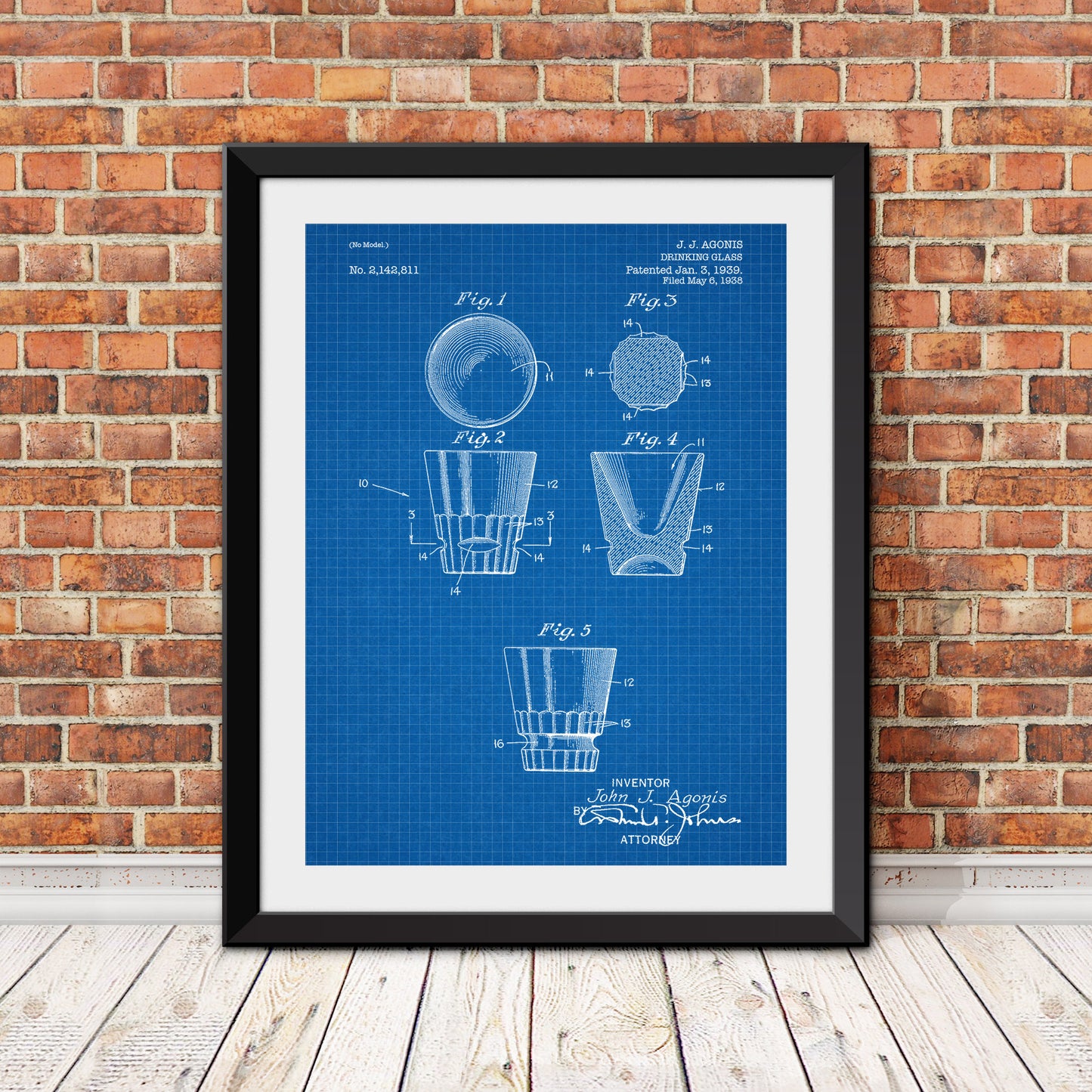 Drinking Glass Patent Patent Print