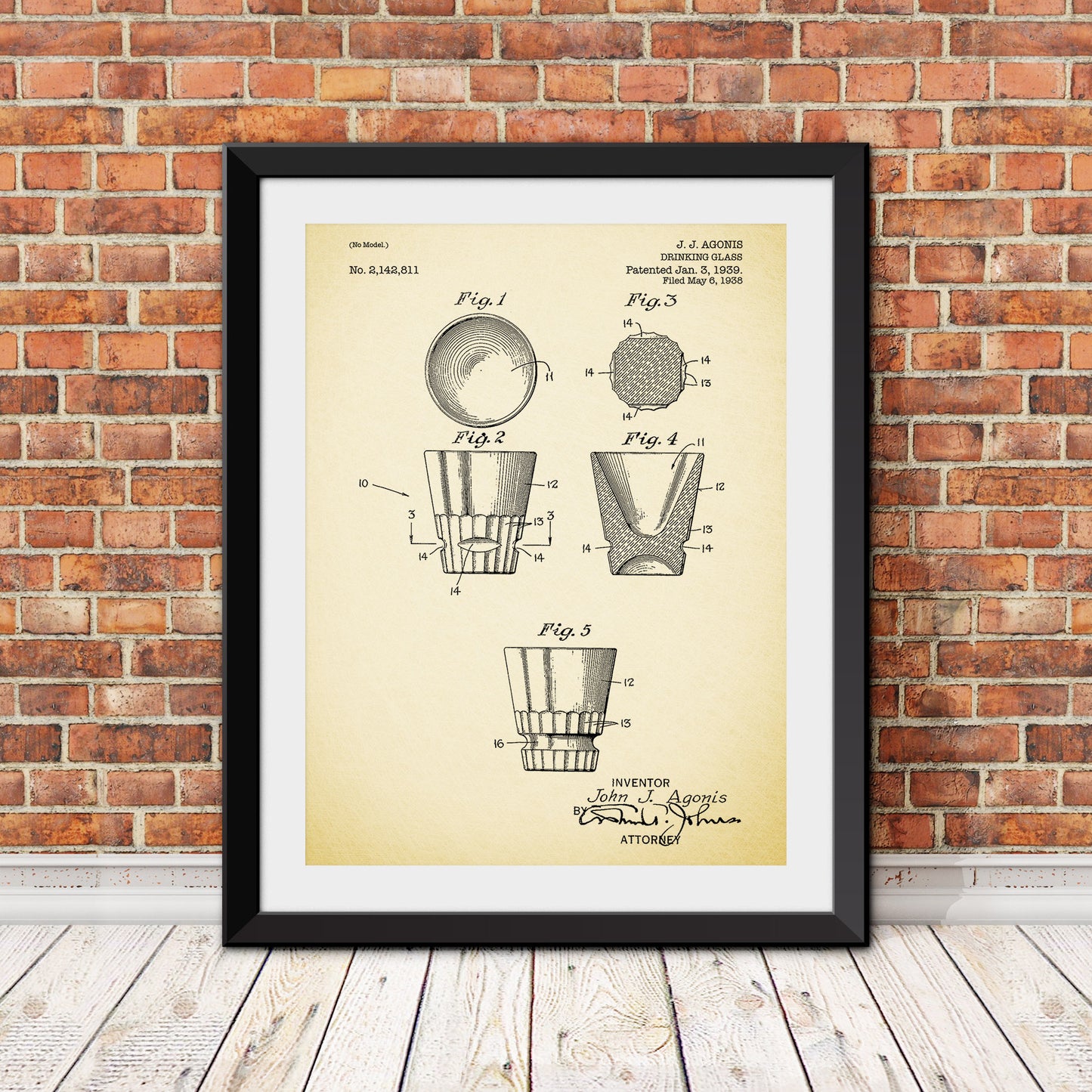 Drinking Glass Patent Patent Print