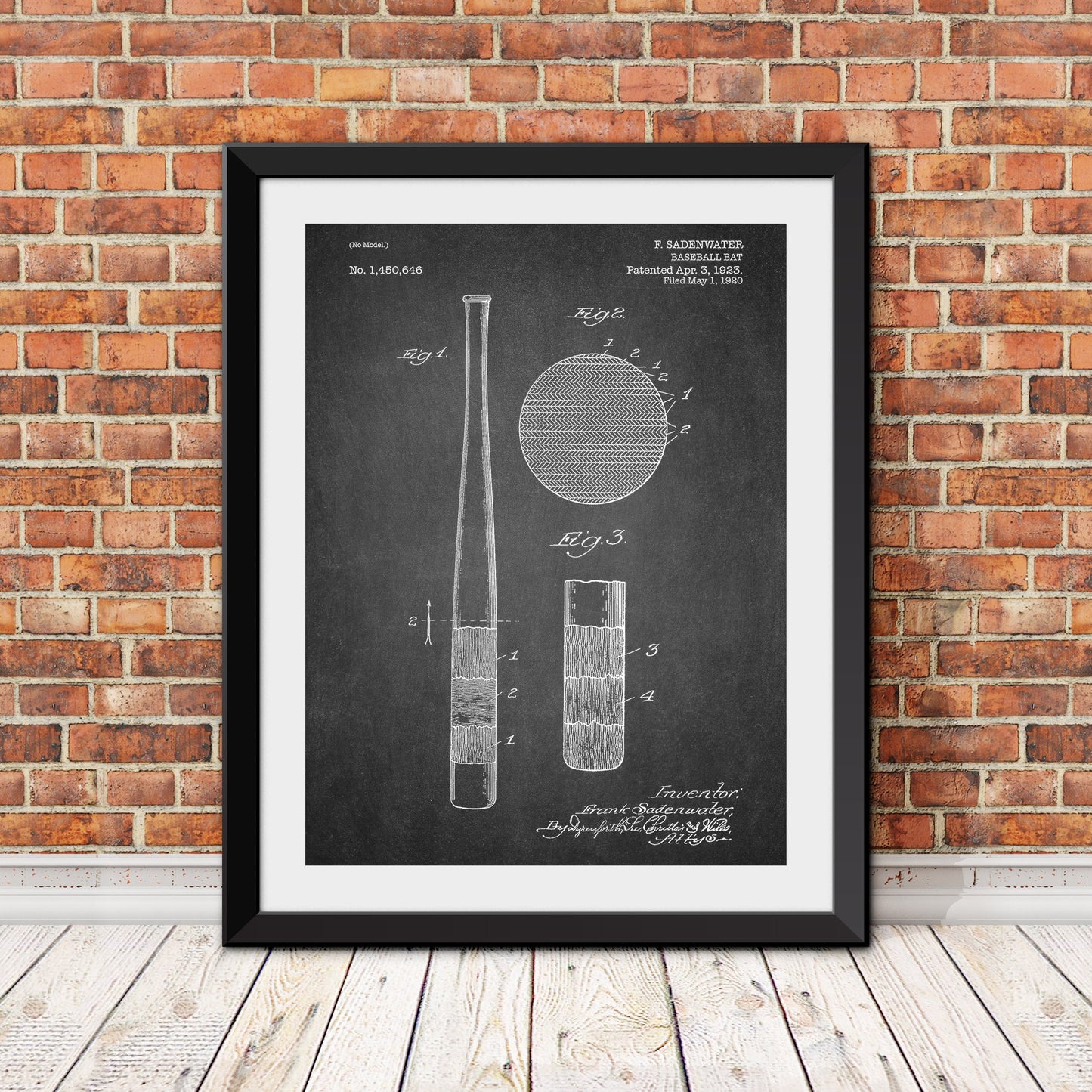 Baseball Bat Patent Print (Version 2)