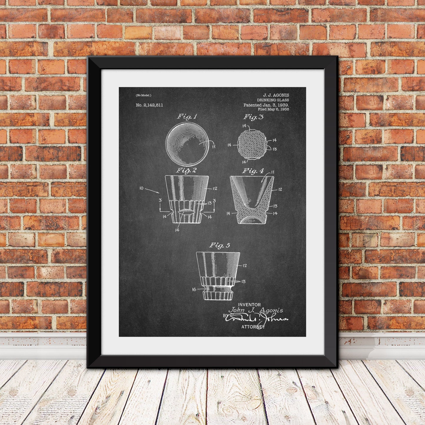 Drinking Glass Patent Patent Print