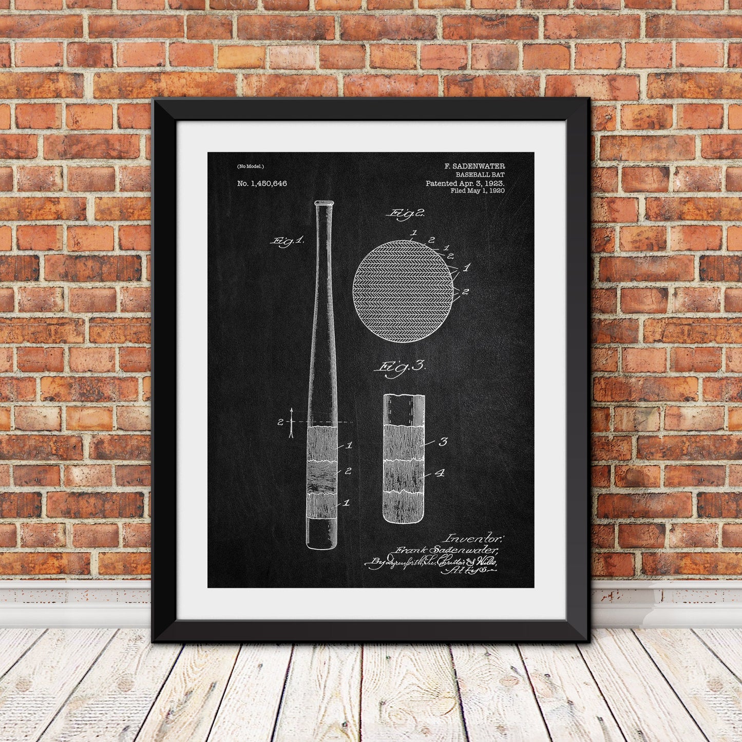 Baseball Bat Patent Print (Version 2)