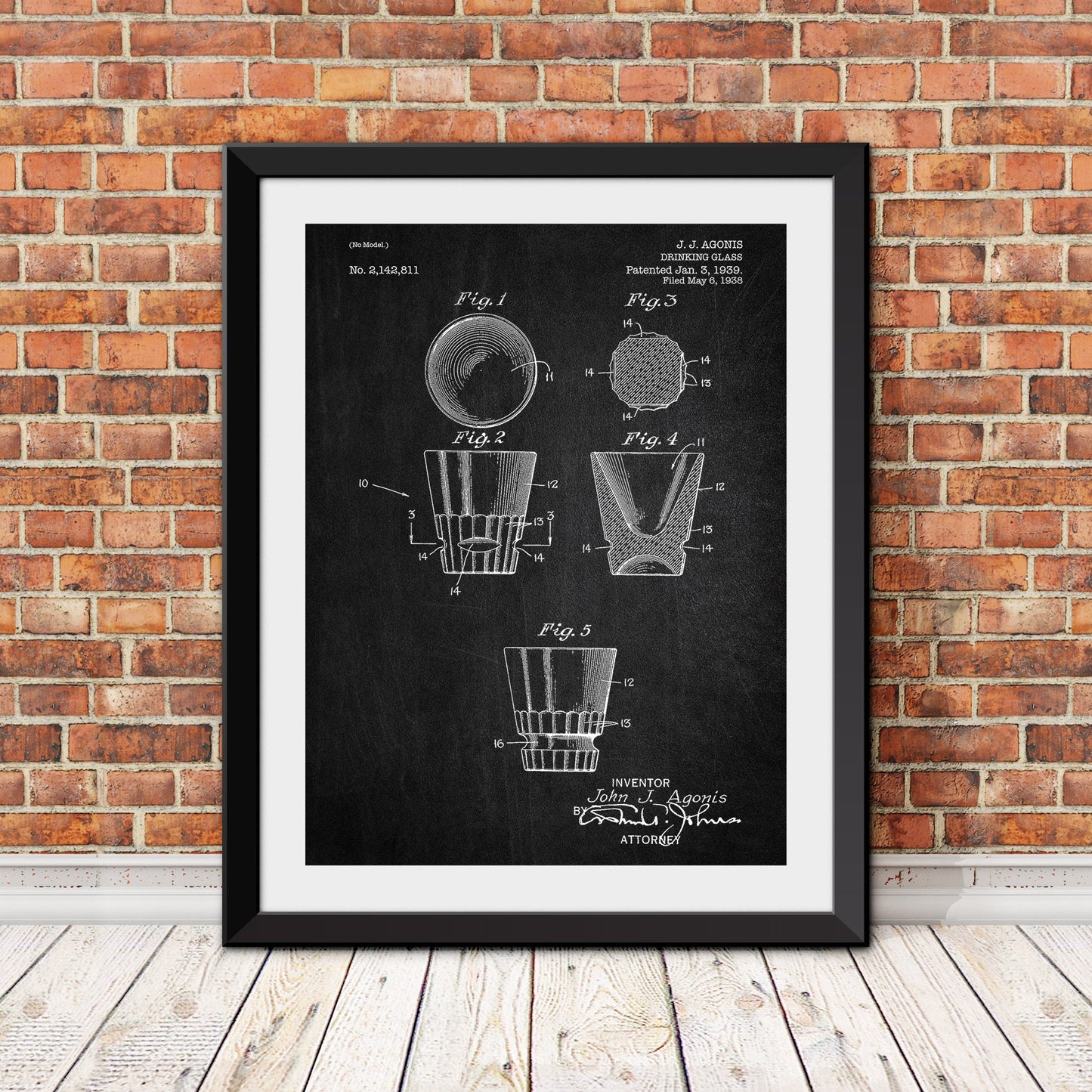 Drinking Glass Patent Patent Print