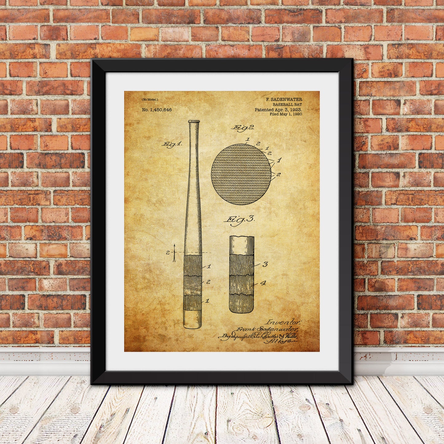 Baseball Bat Patent Print (Version 2)