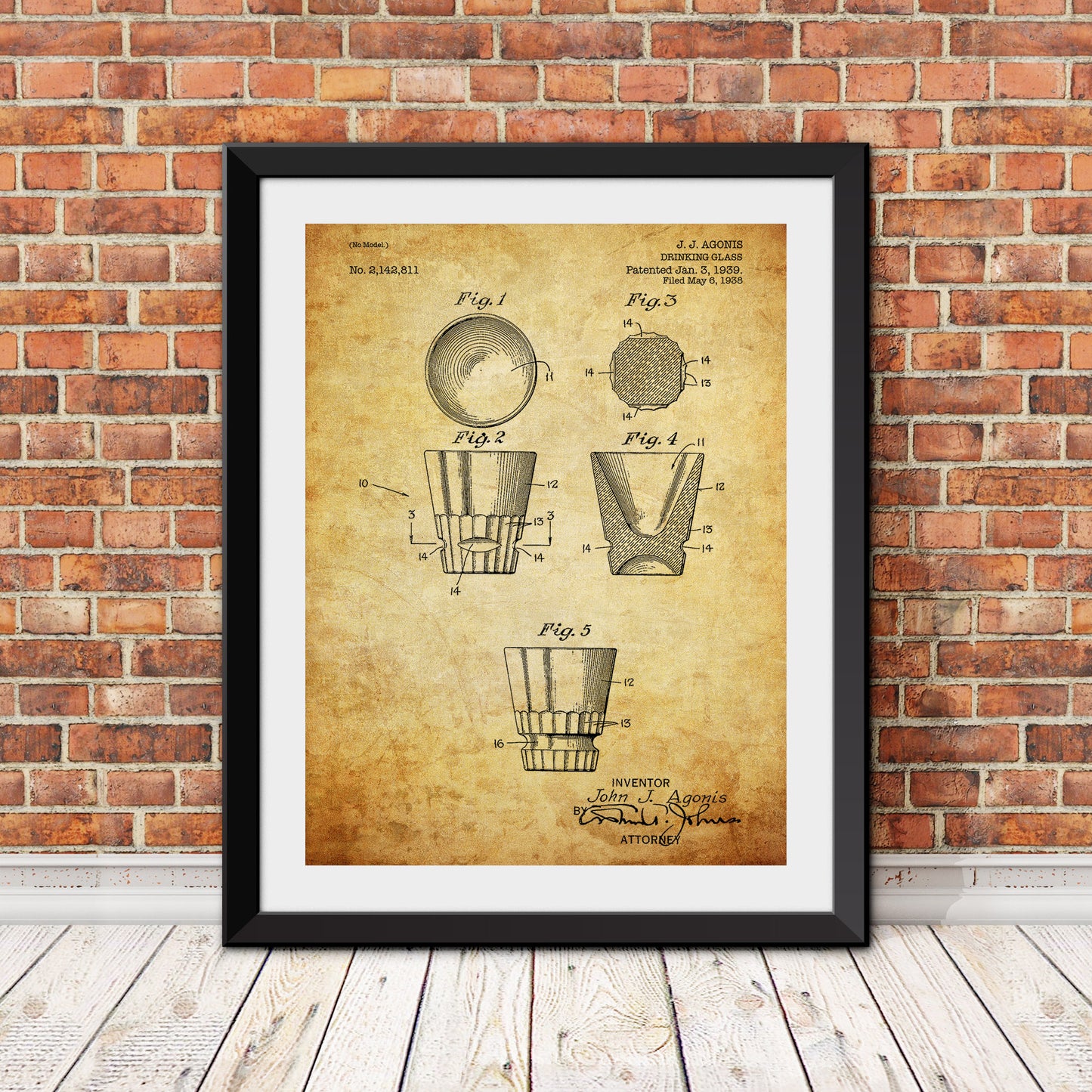 Drinking Glass Patent Patent Print