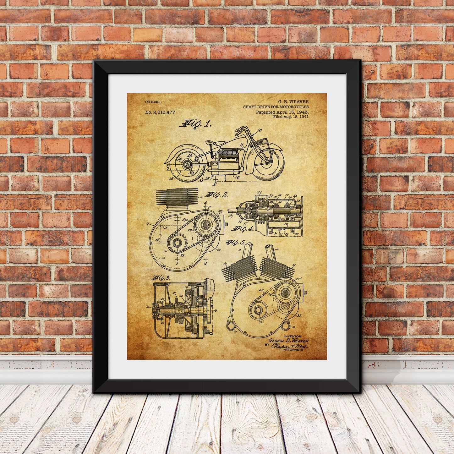 Motorcycle Drive Shaft Patent Print