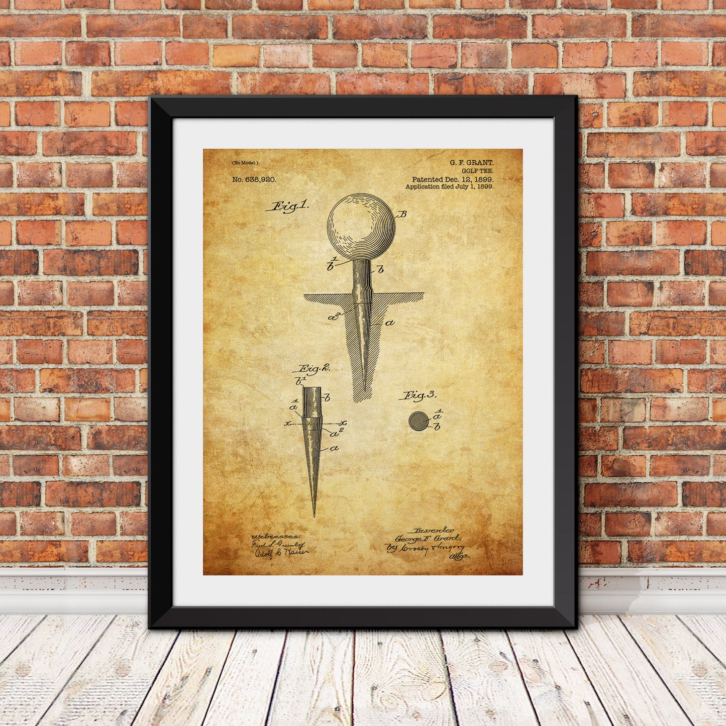 Golf Tee Patent Patent Print