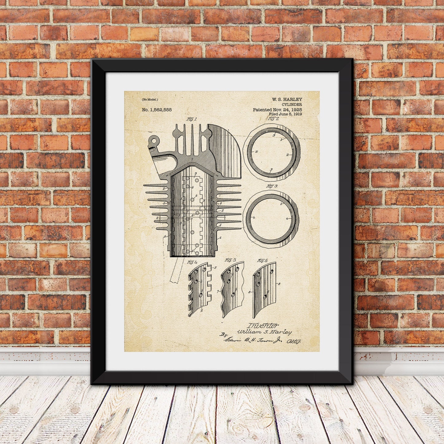 Harley Davidson Cylinder Patent Patent Print