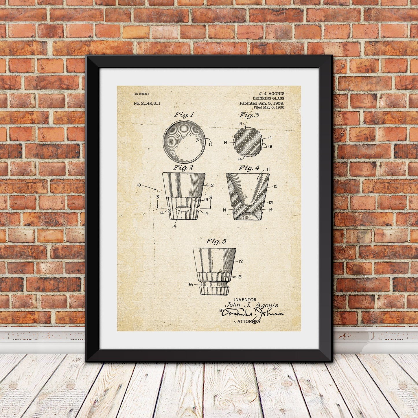 Drinking Glass Patent Patent Print