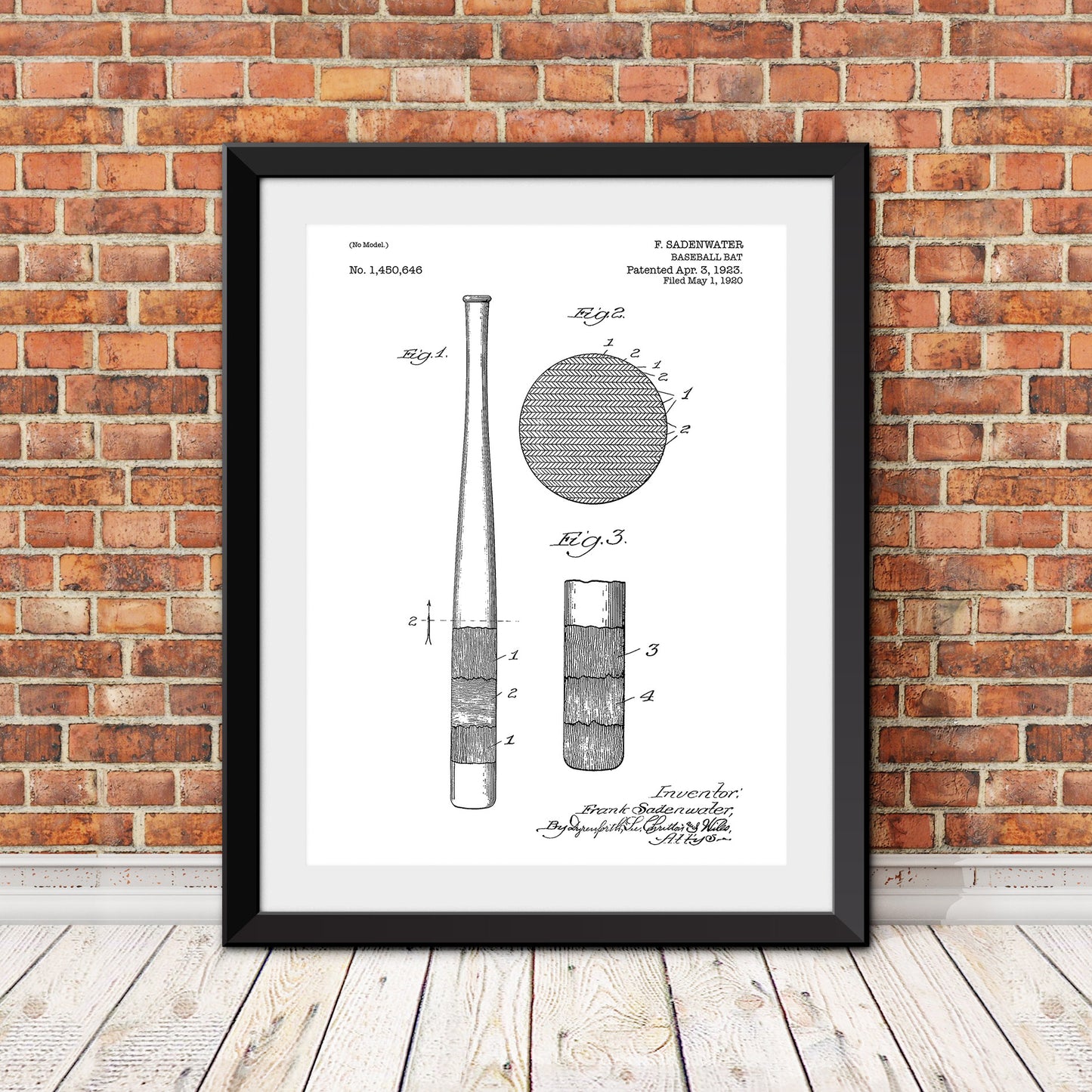 Baseball Bat Patent Print (Version 2)