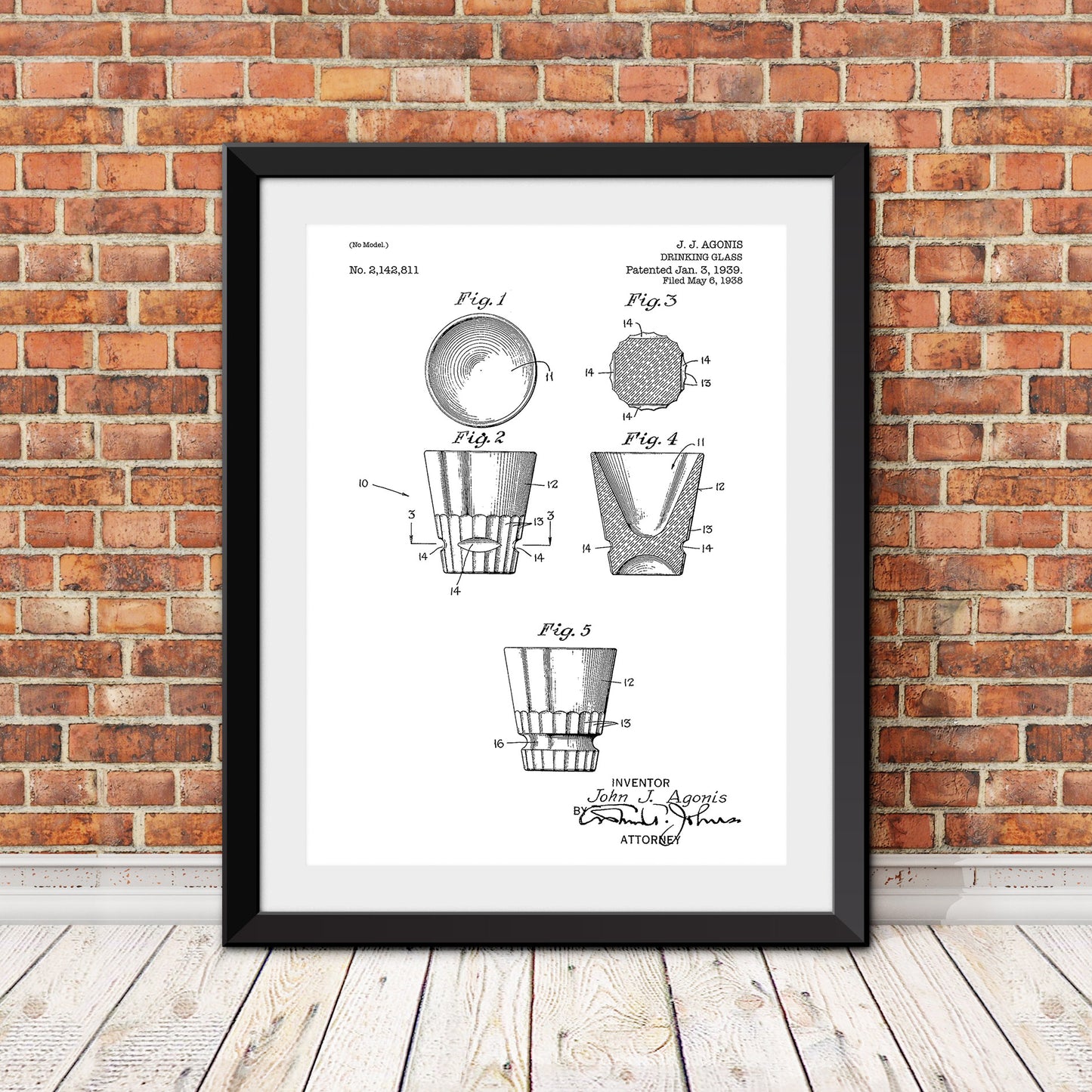 Drinking Glass Patent Patent Print