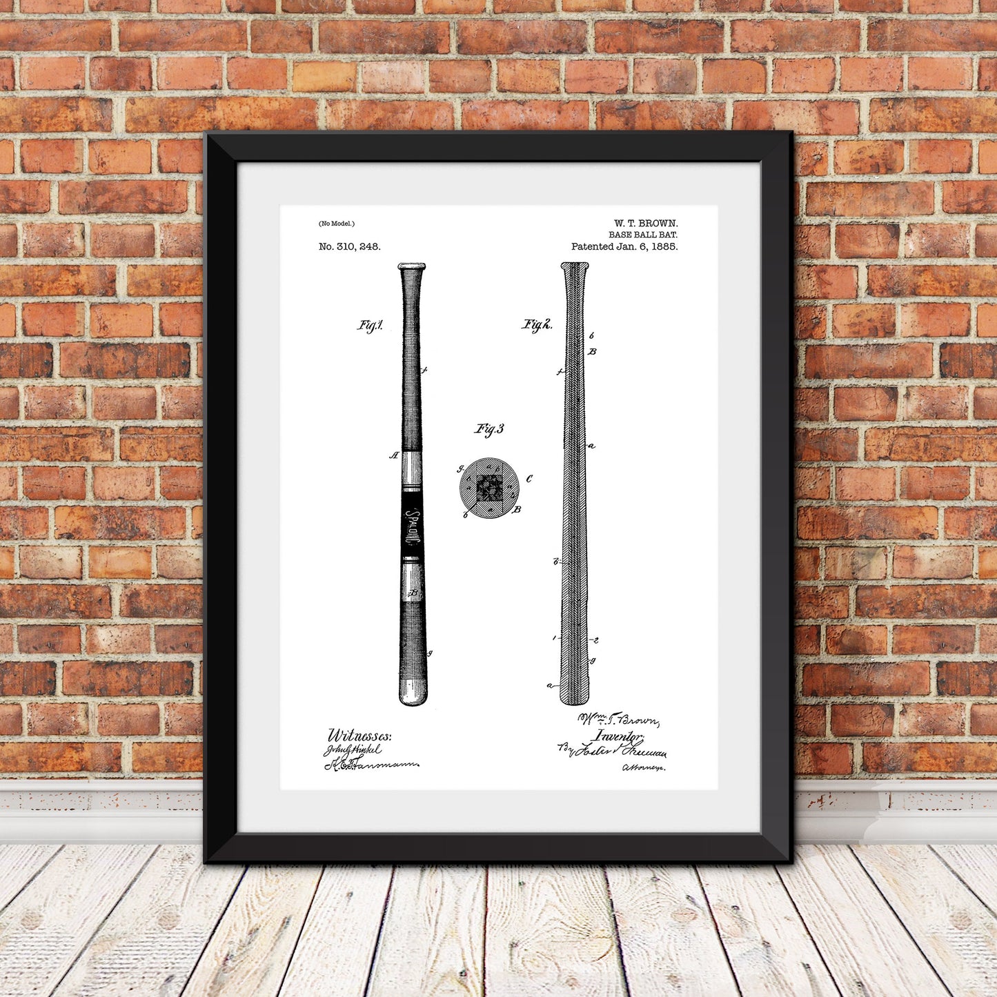 Baseball Bat Patent Print (Version 1)