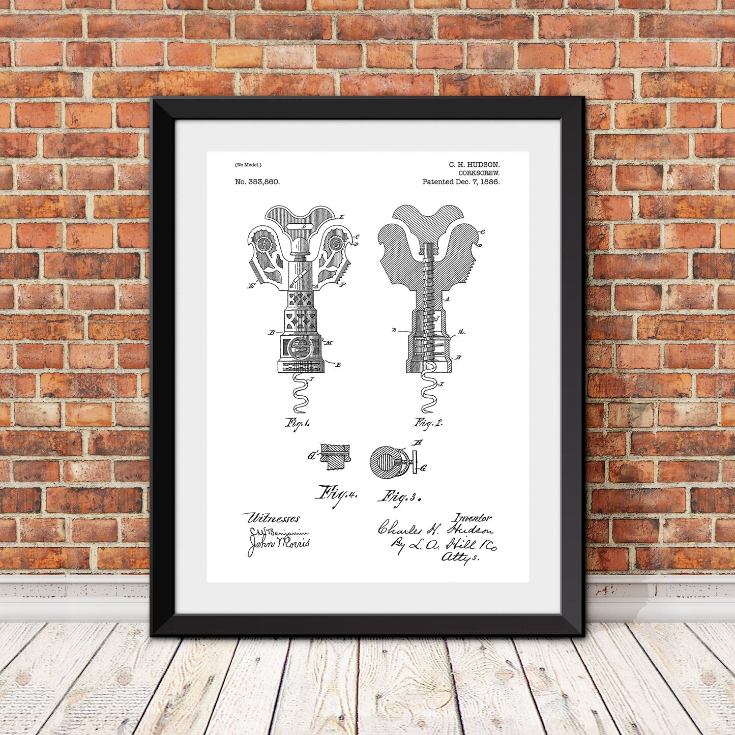 Corkscrew Patent Print