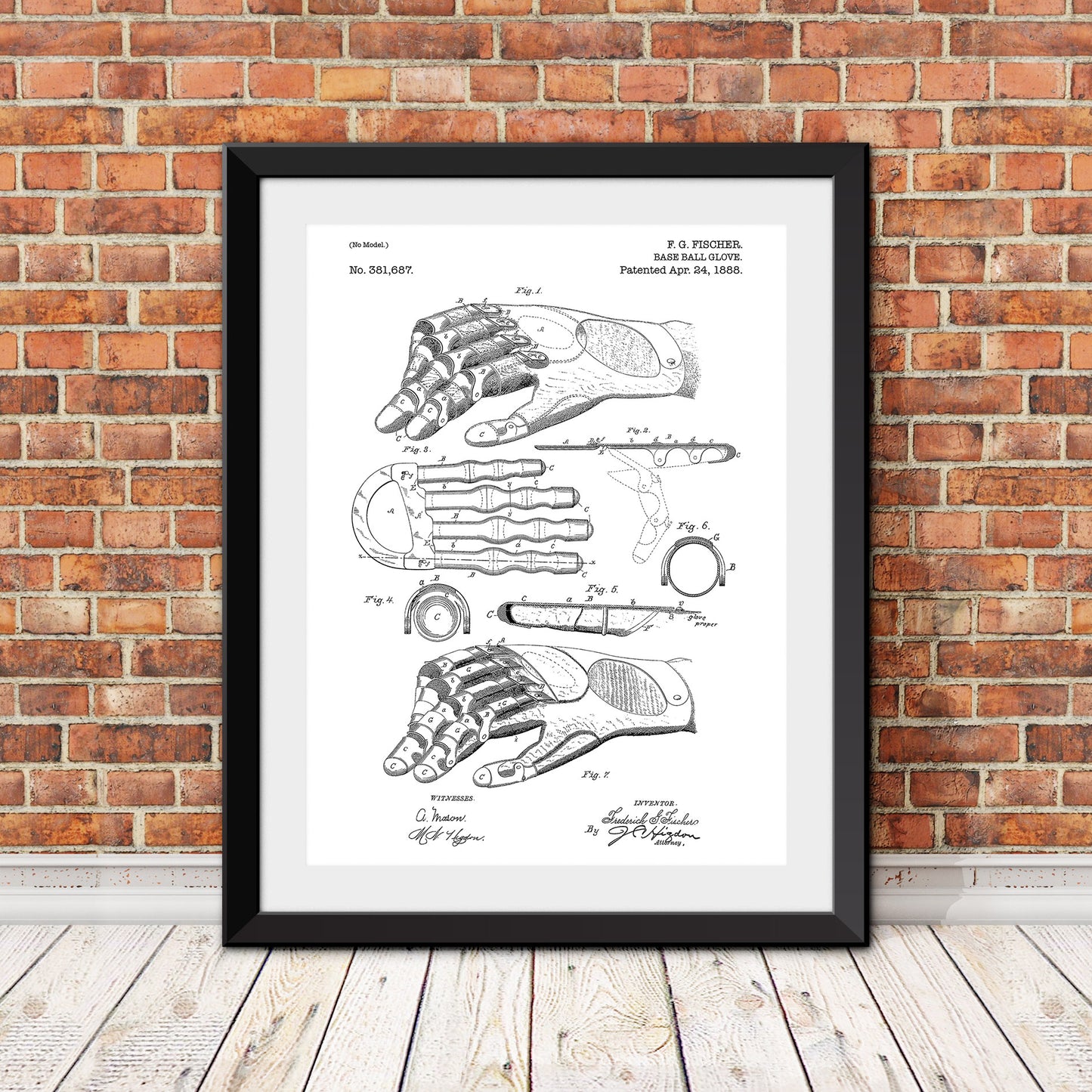 Batters Glove Patent Print