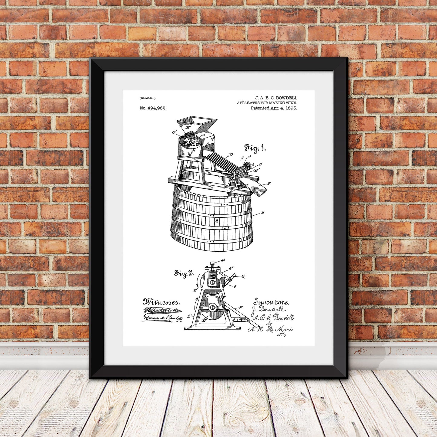 Wine Press Patent II Patent Print