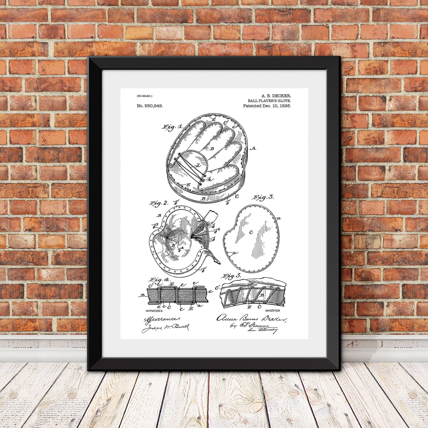 Baseball Glove Patent Print (Version 3)
