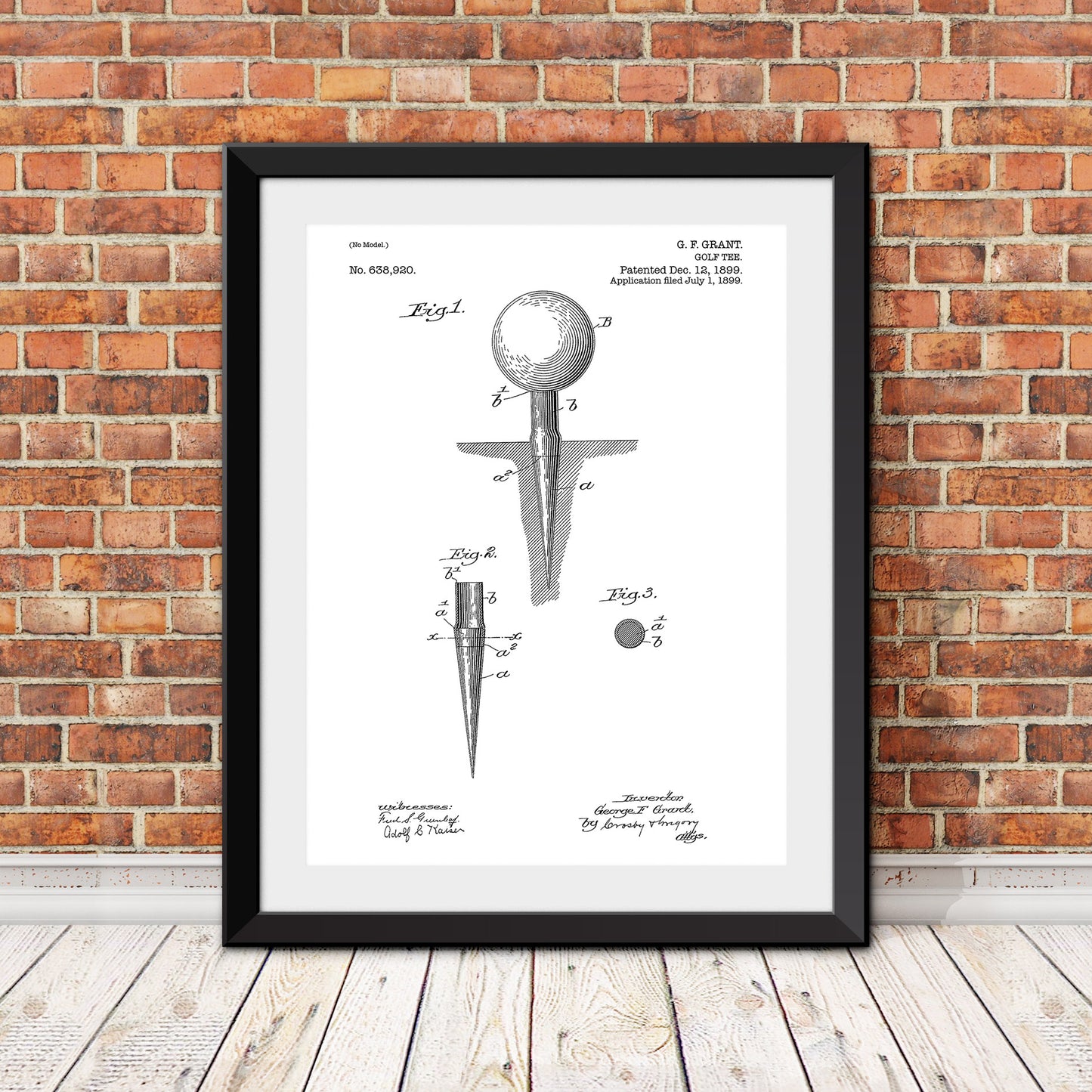 Golf Tee Patent Patent Print