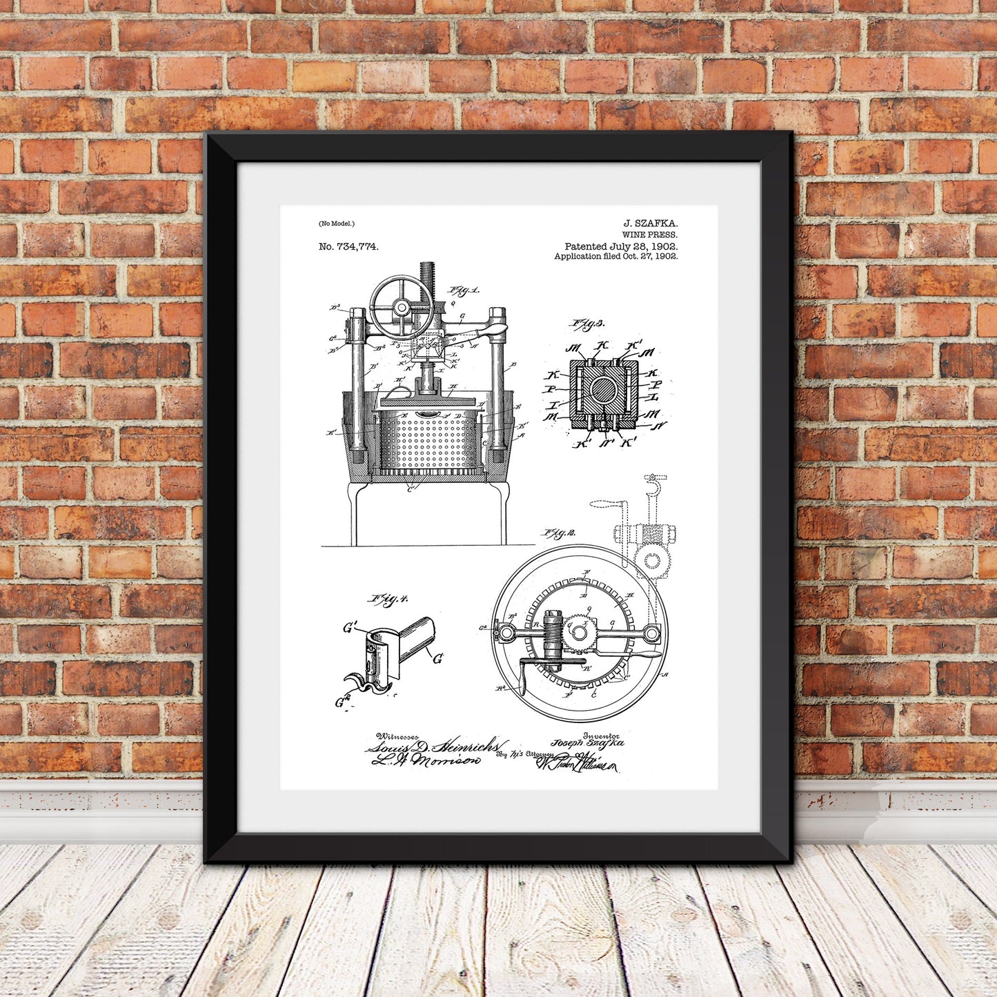 Wine Press Patent Patent Print