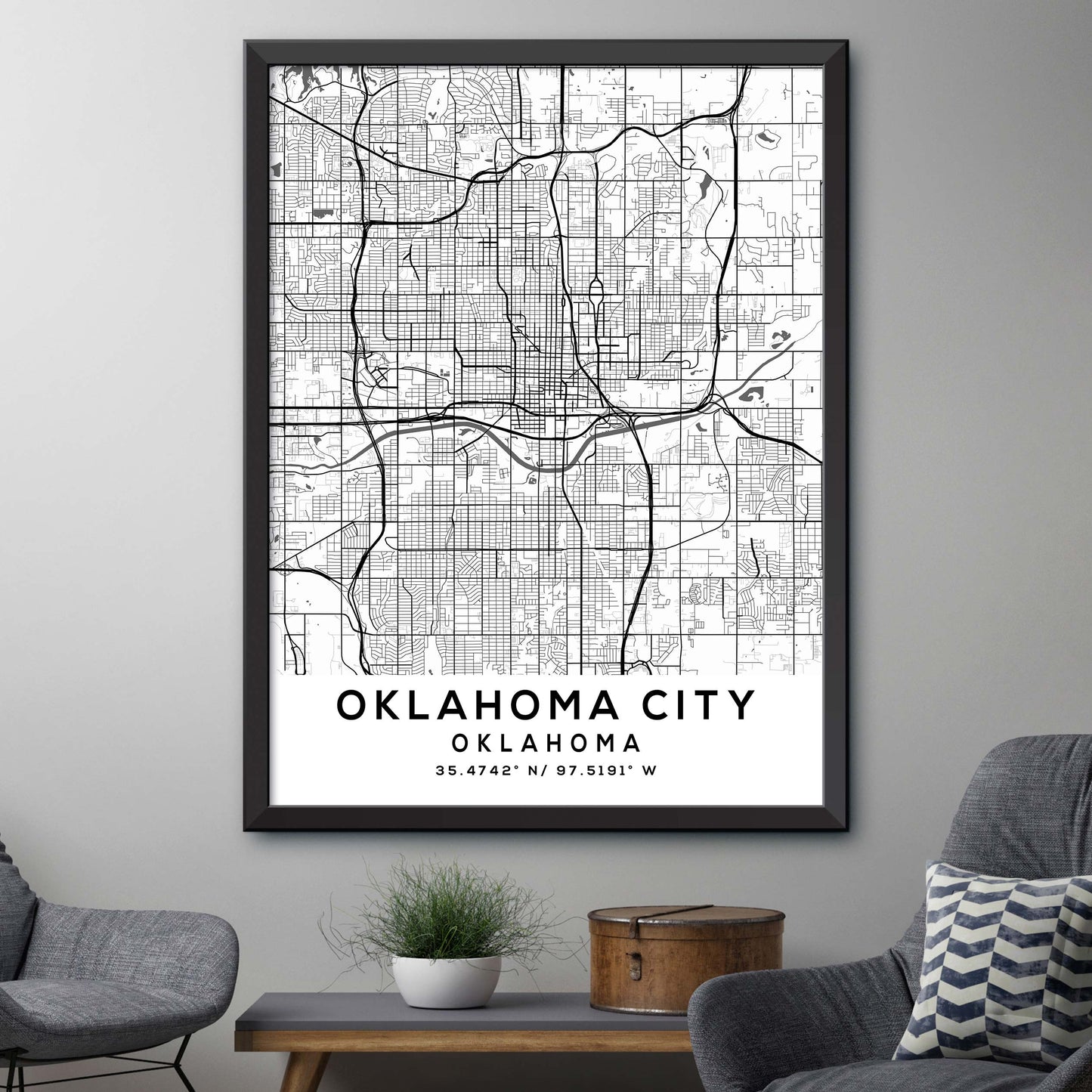 Oklahoma City, Oklahoma Map Print