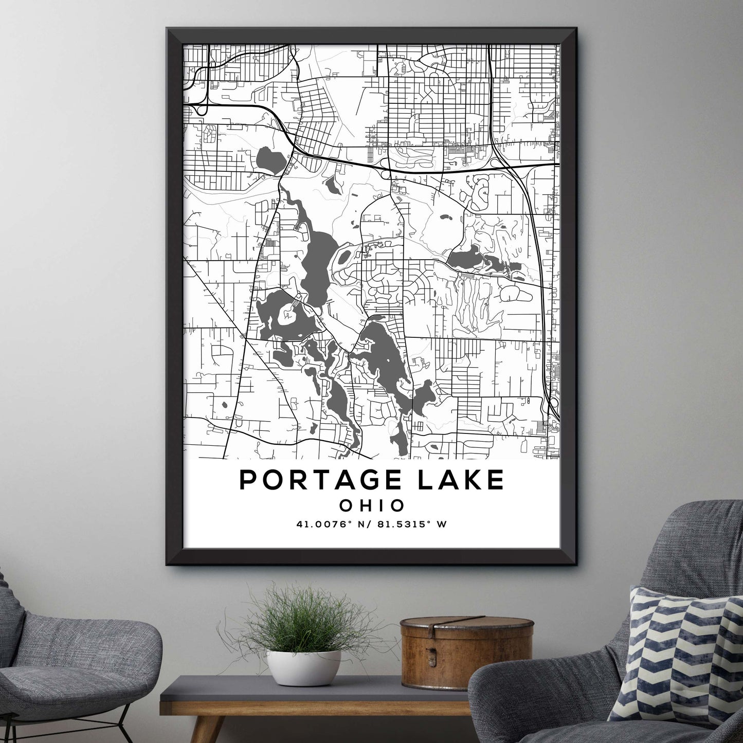 Portage Lake, Ohio Map Print